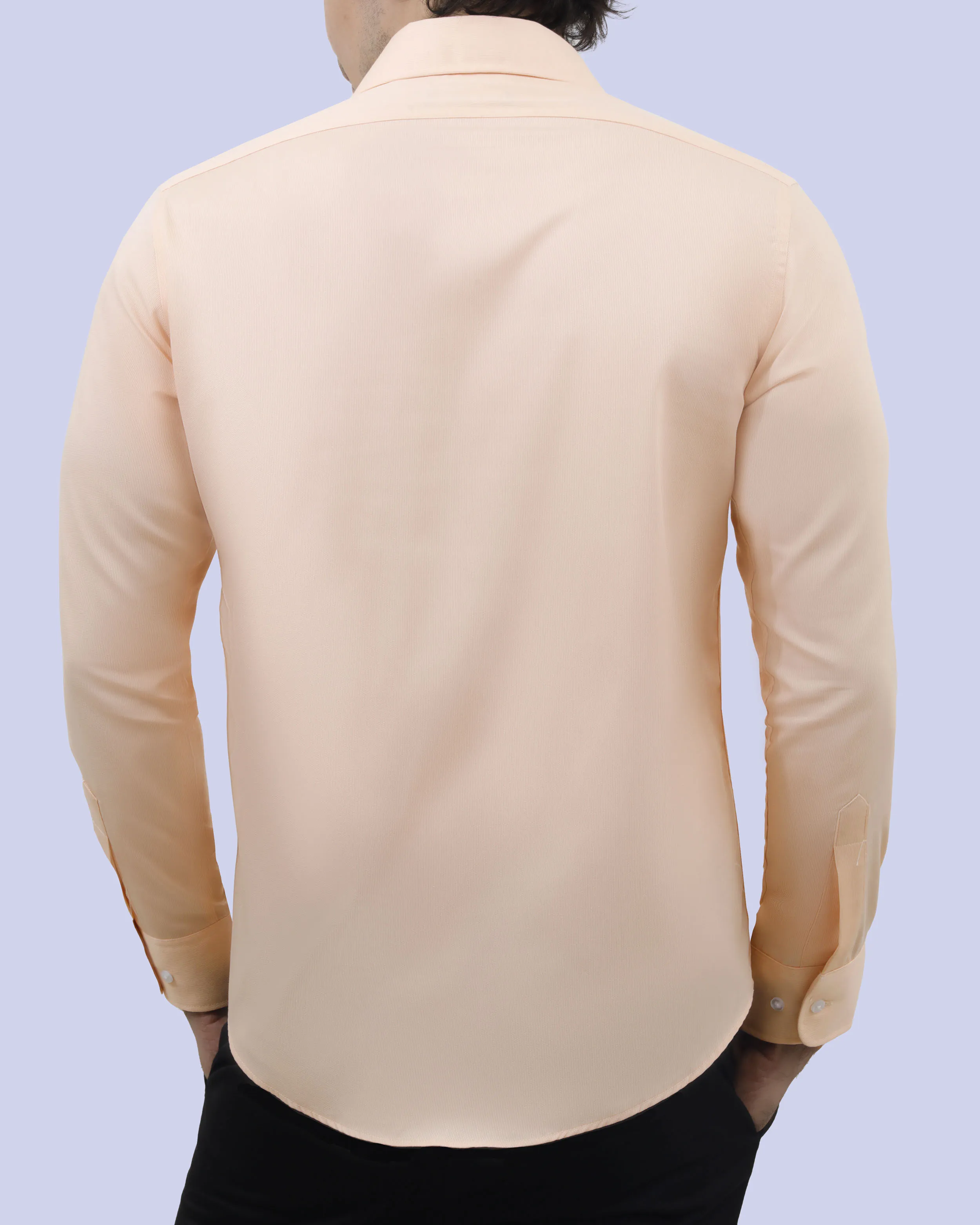Camisa de vestir piqué beige manga larga