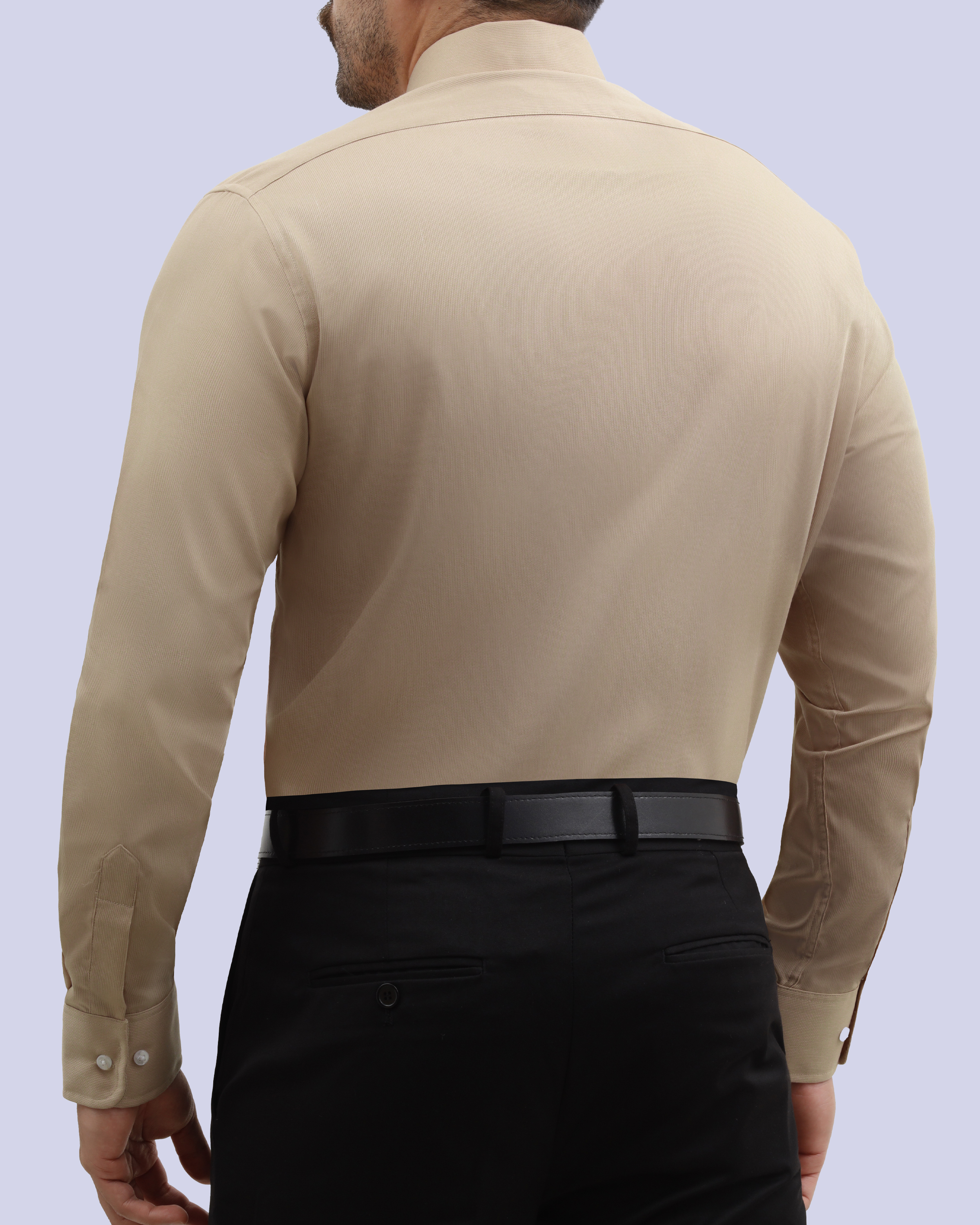 Camisa de vestir lisa slim fit piqué beige