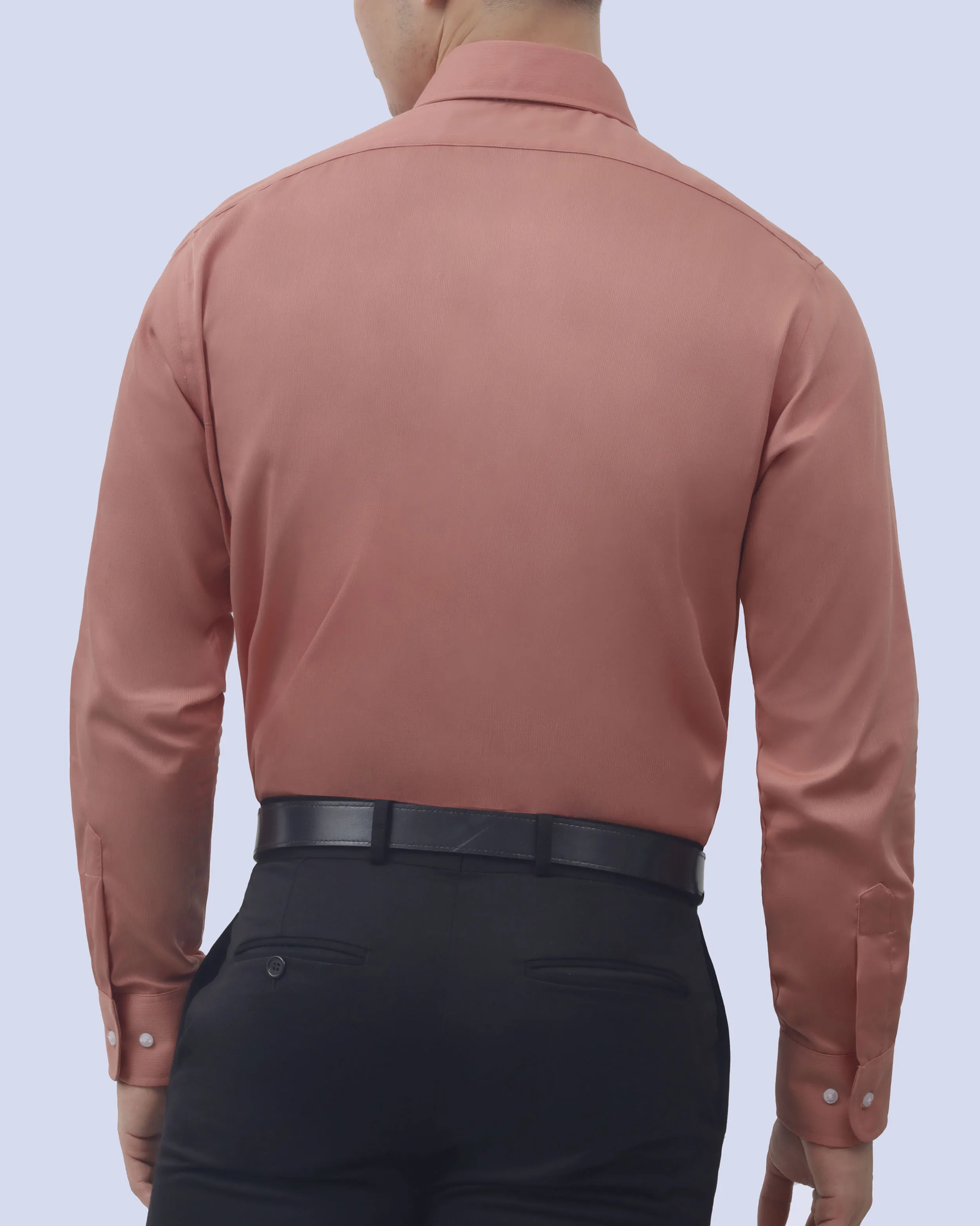 Camisa de vestir lisa slim fit piqué salmón