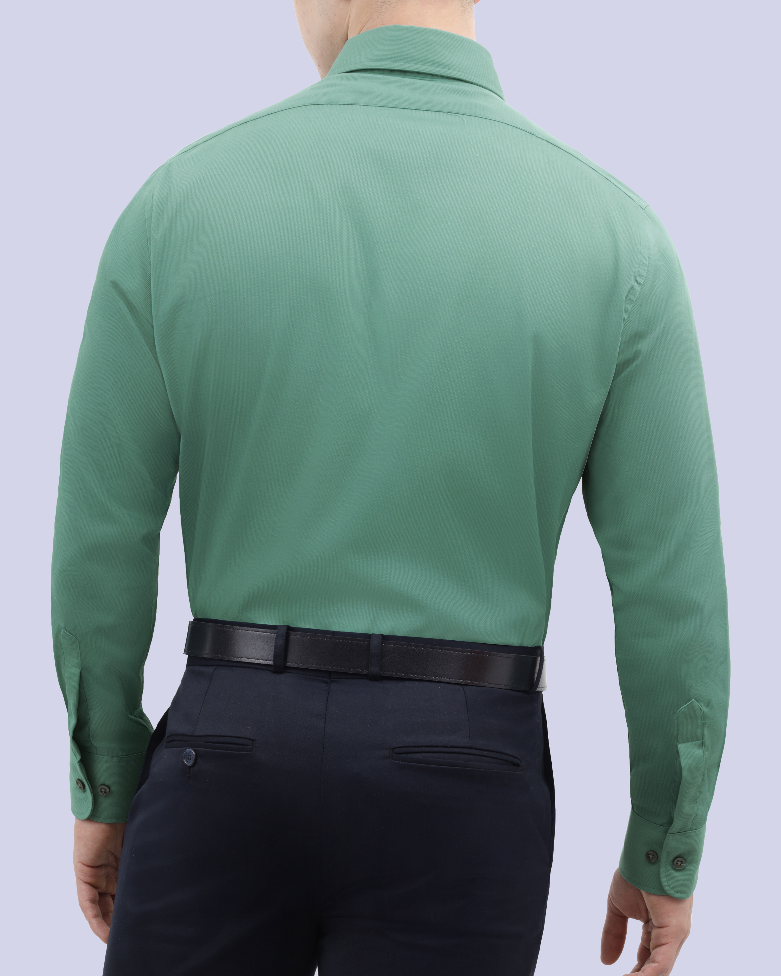 Camisa de vestir lisa slim fit piqué verde