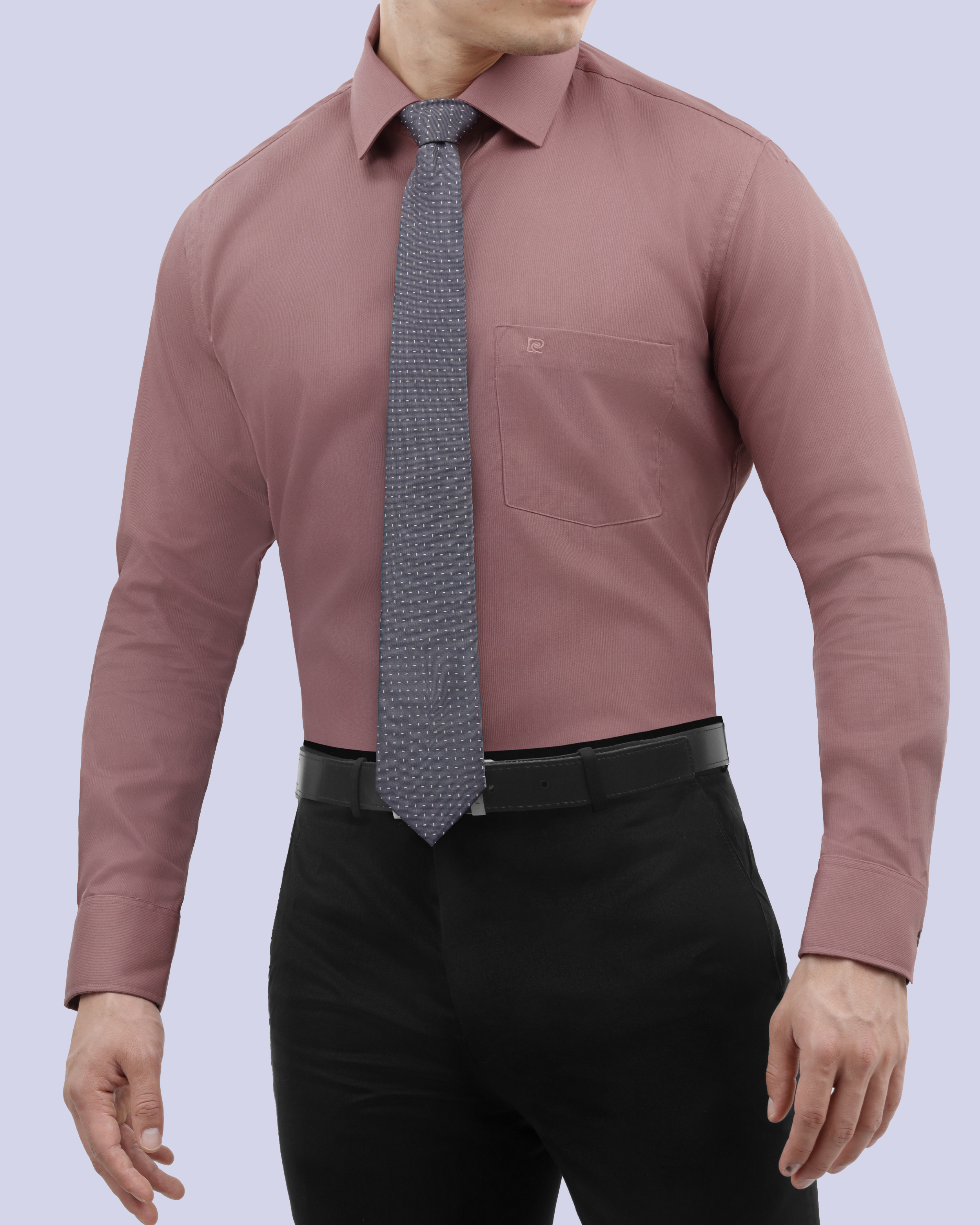 Camisa de vestir lisa slim fit piqué rosado