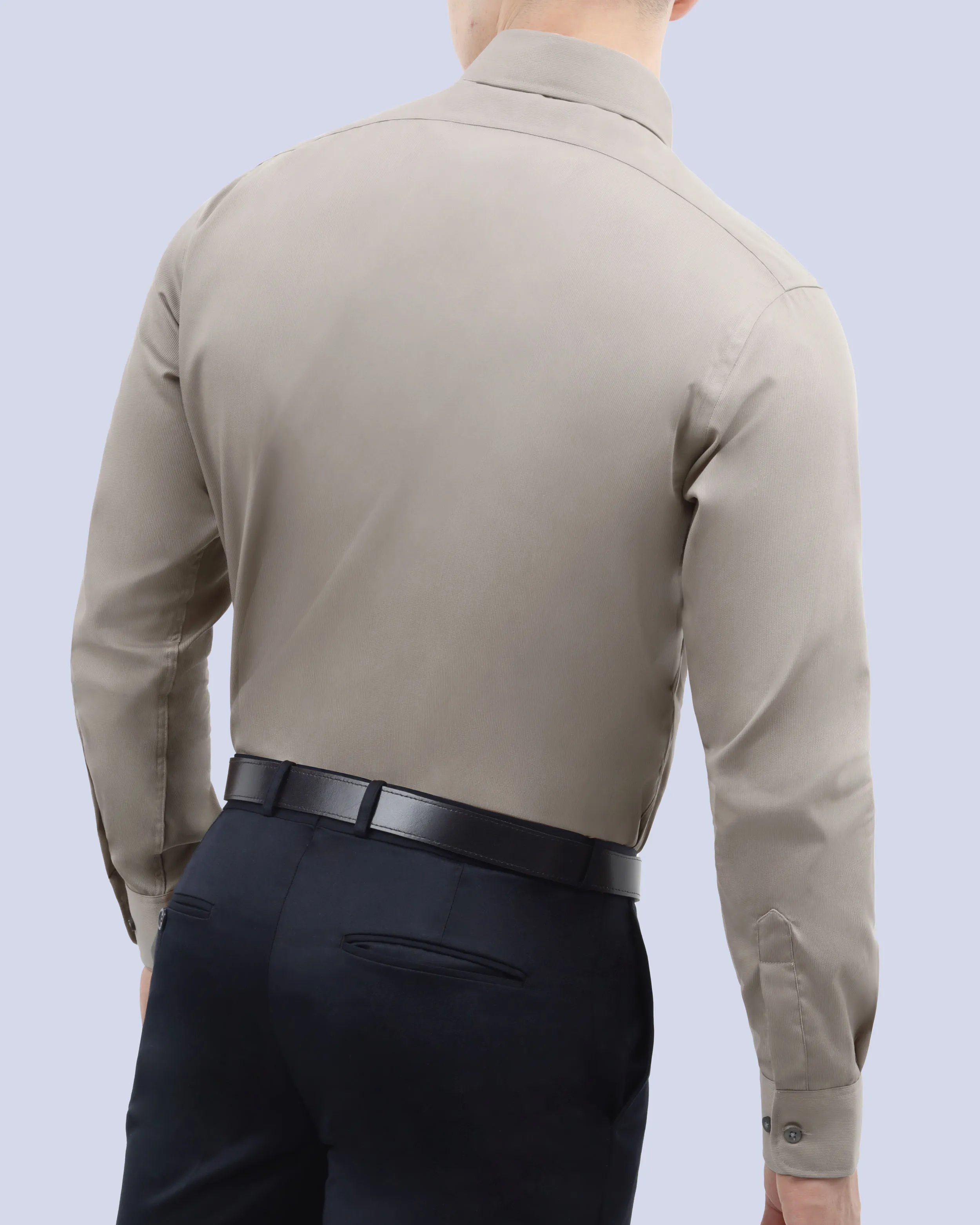 Camisa de vestir lisa slim fit piqué beige