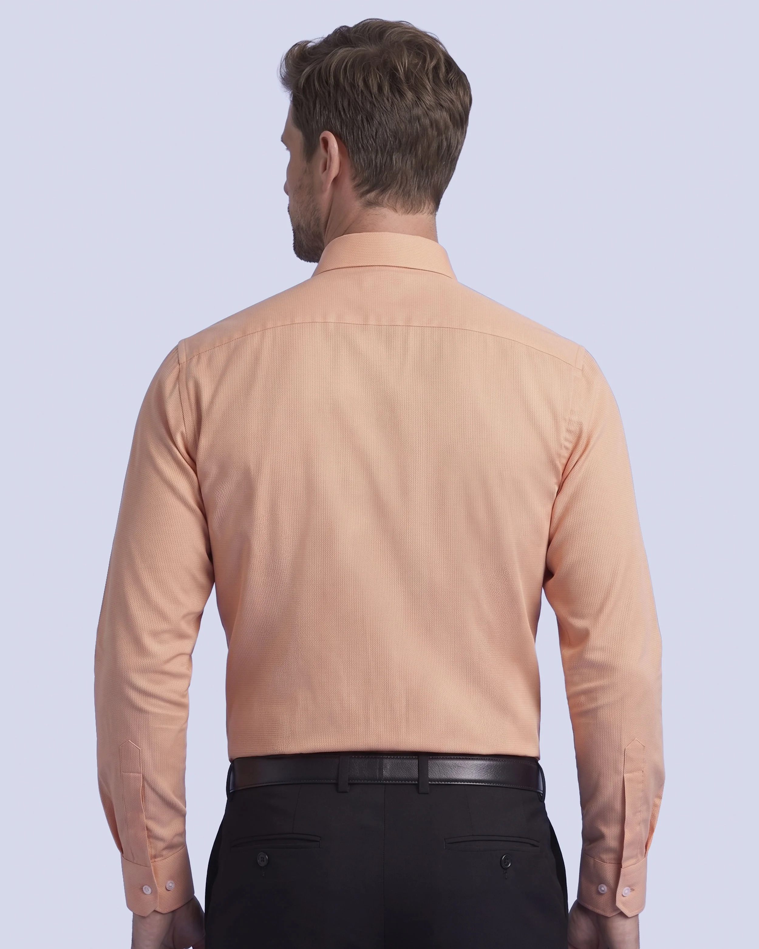 Camisa de vestir piqué salmón manga larga
