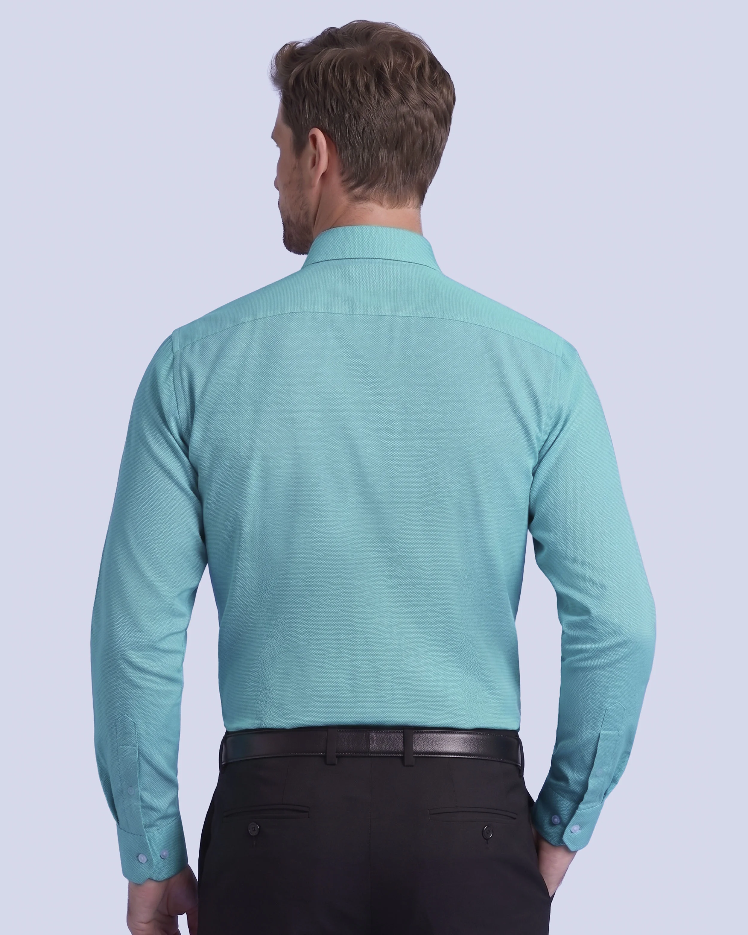 Camisa de vestir piqué turquesa marino manga larga