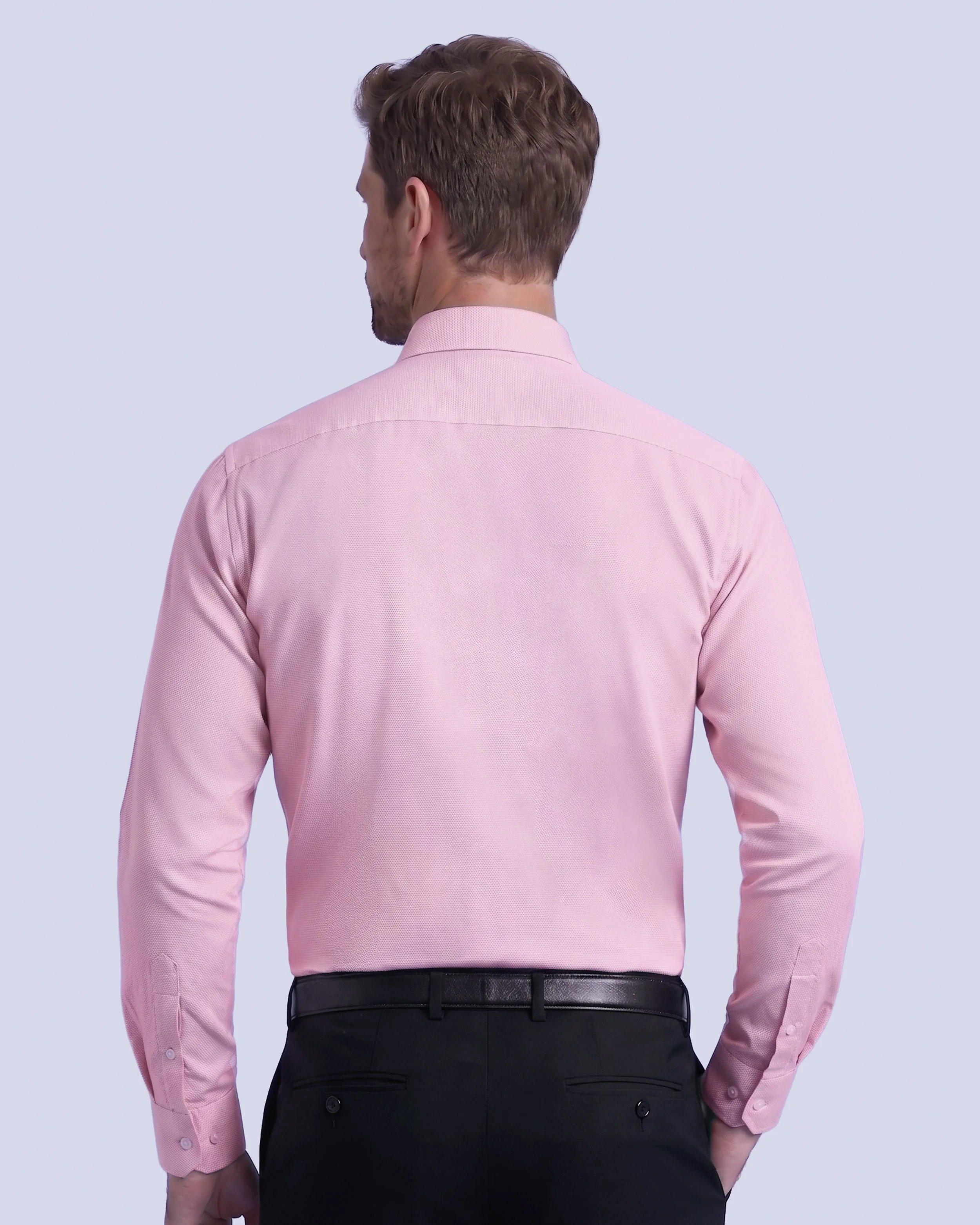 Camisa de vestir piqué rosada marino manga larga