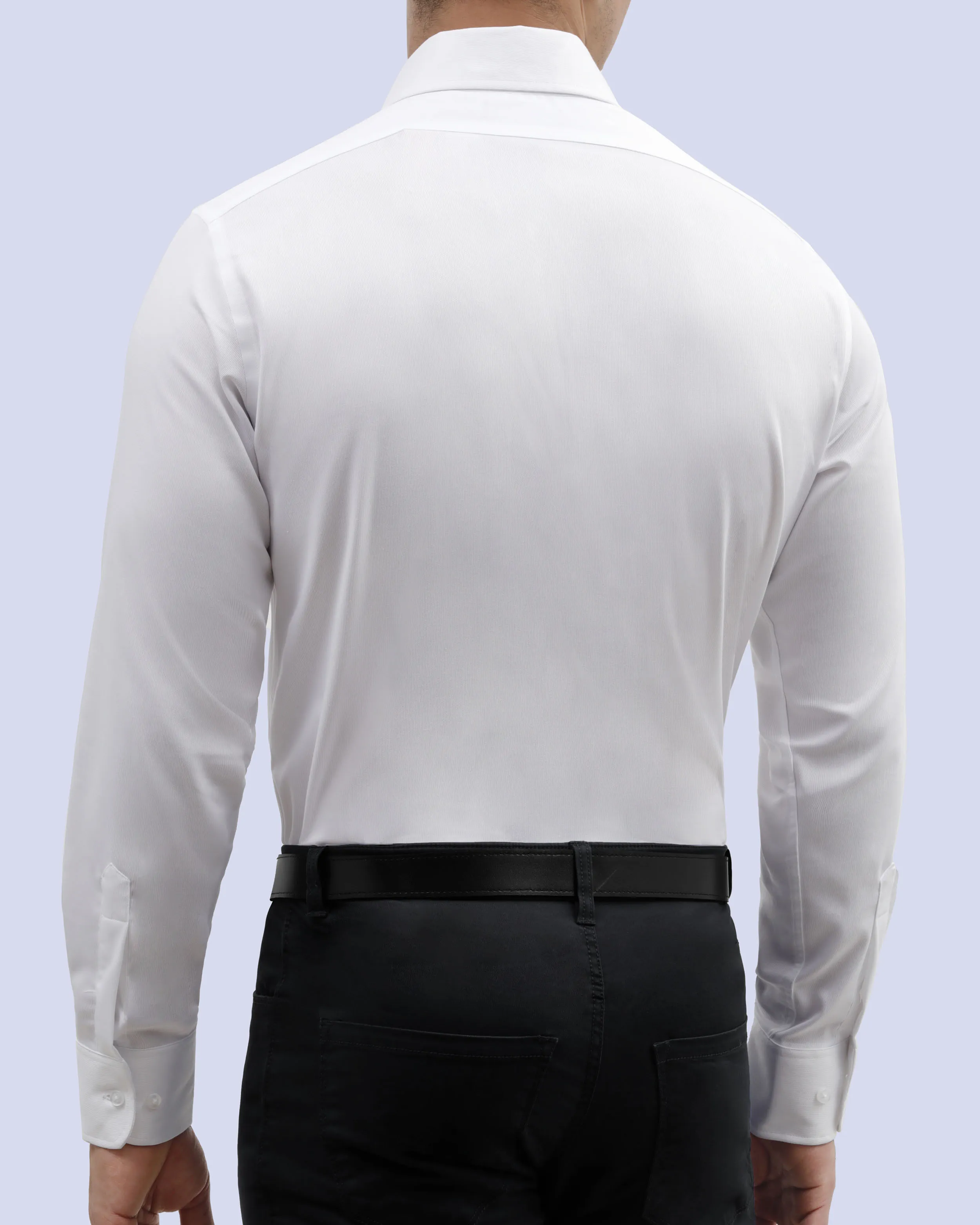 Camisa de vestir slim fit blanca piqué premium bambú stretch