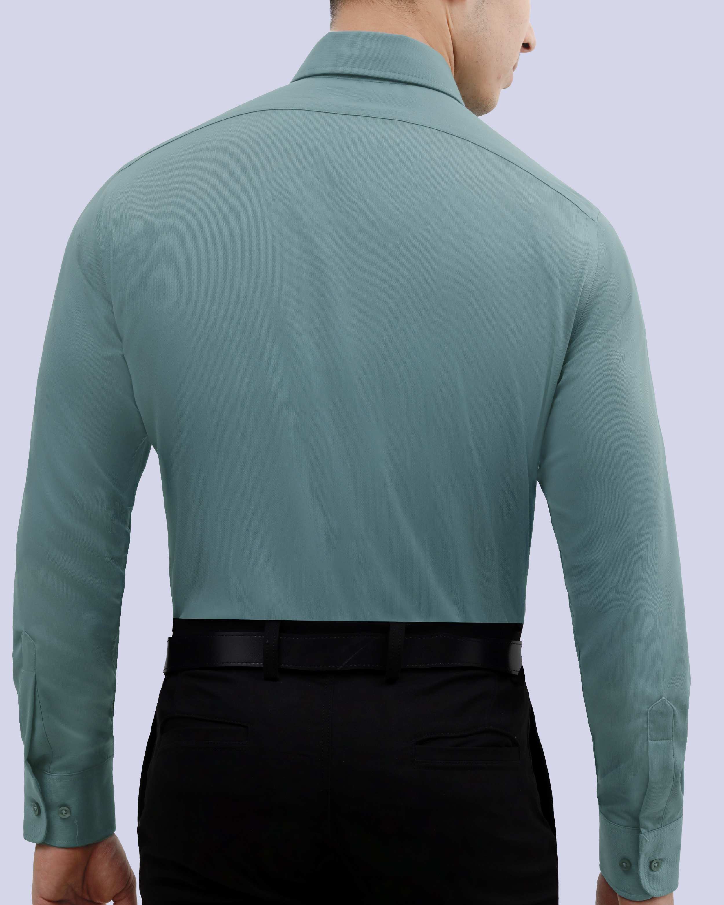 Camisa de vestir slim fit verde piqué premium bambú stretch
