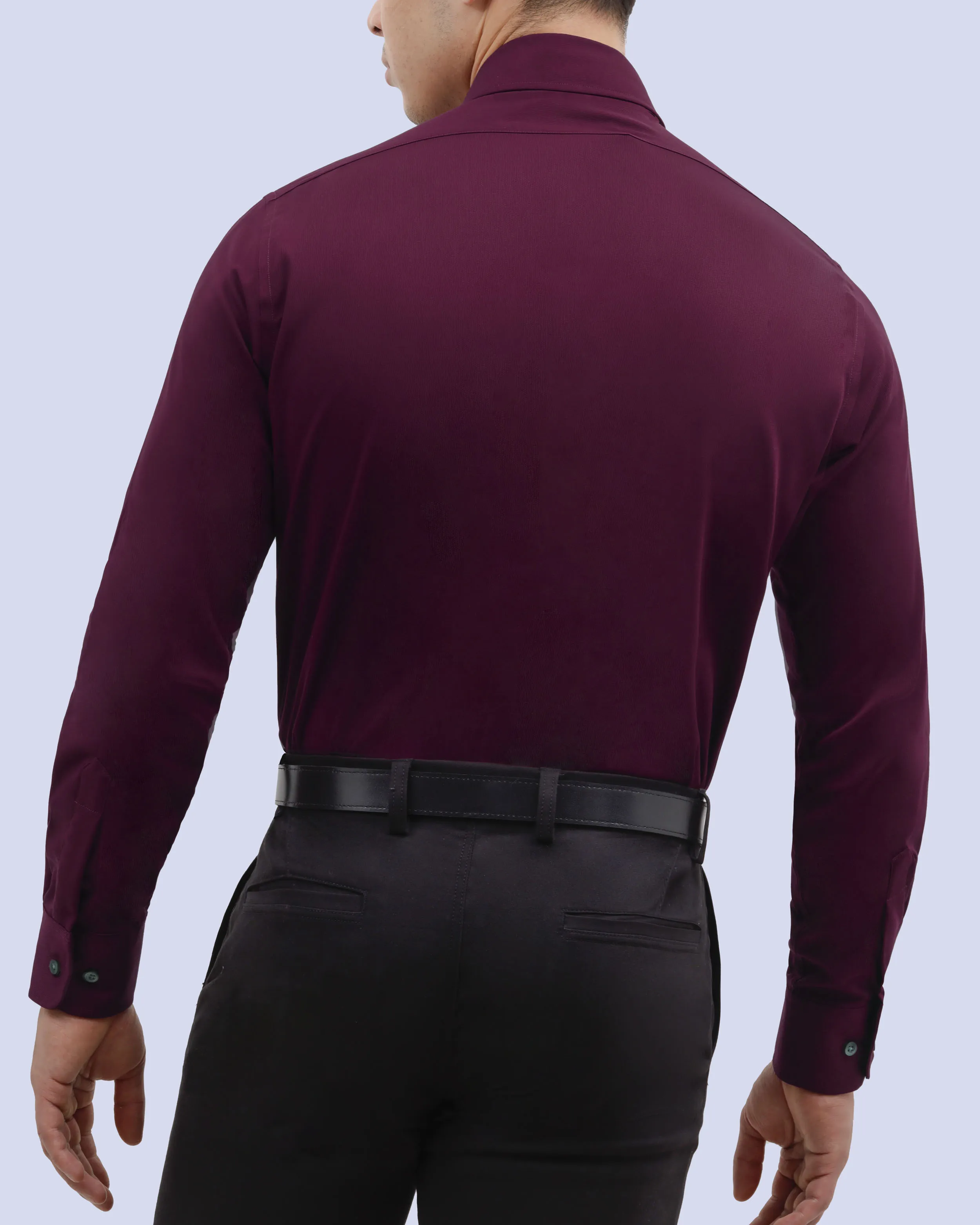 Camisa de vestir slim fit vino piqué premium bambú stretch