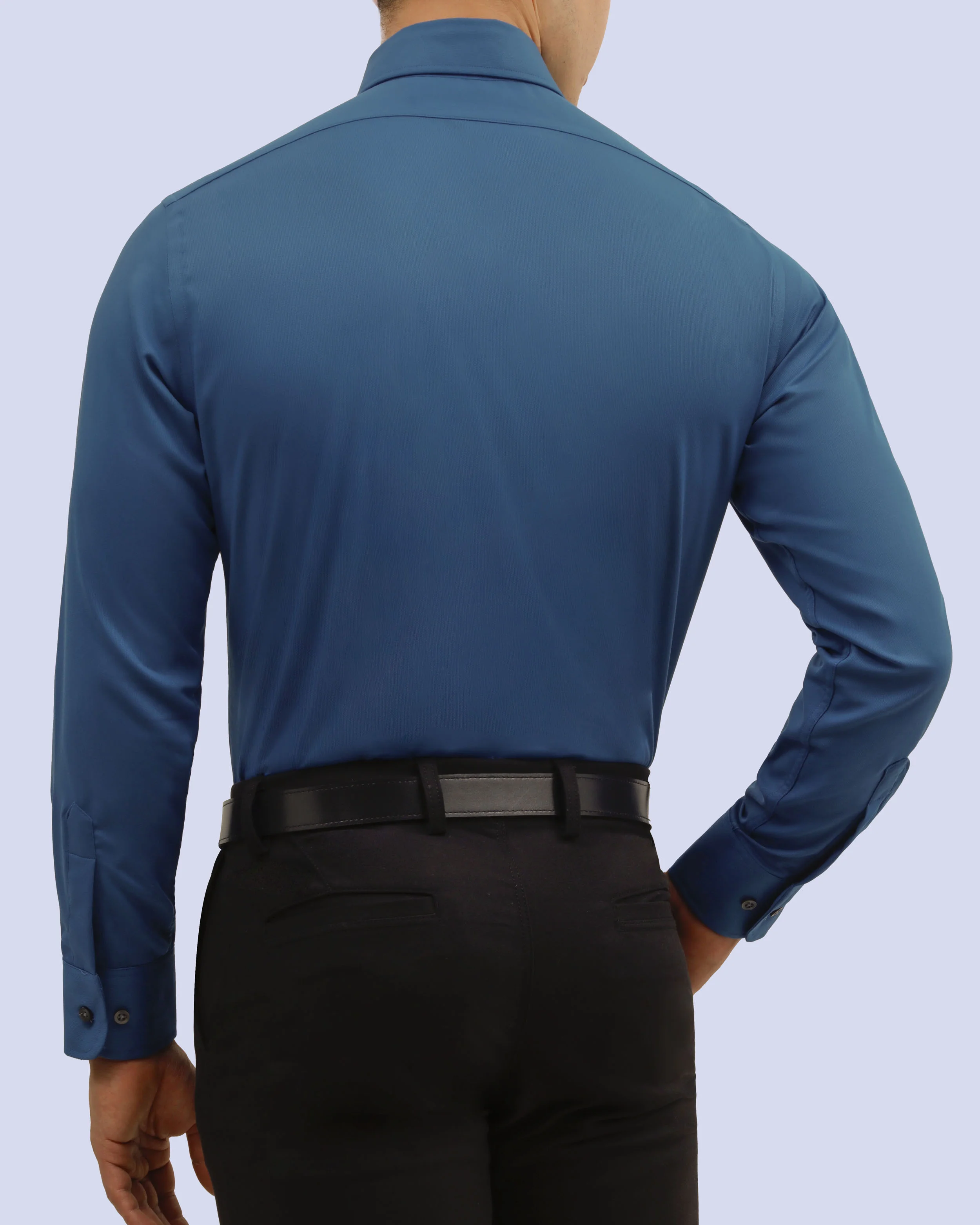 Camisa de vestir slim fit turquesa piqué premium bambú stretch