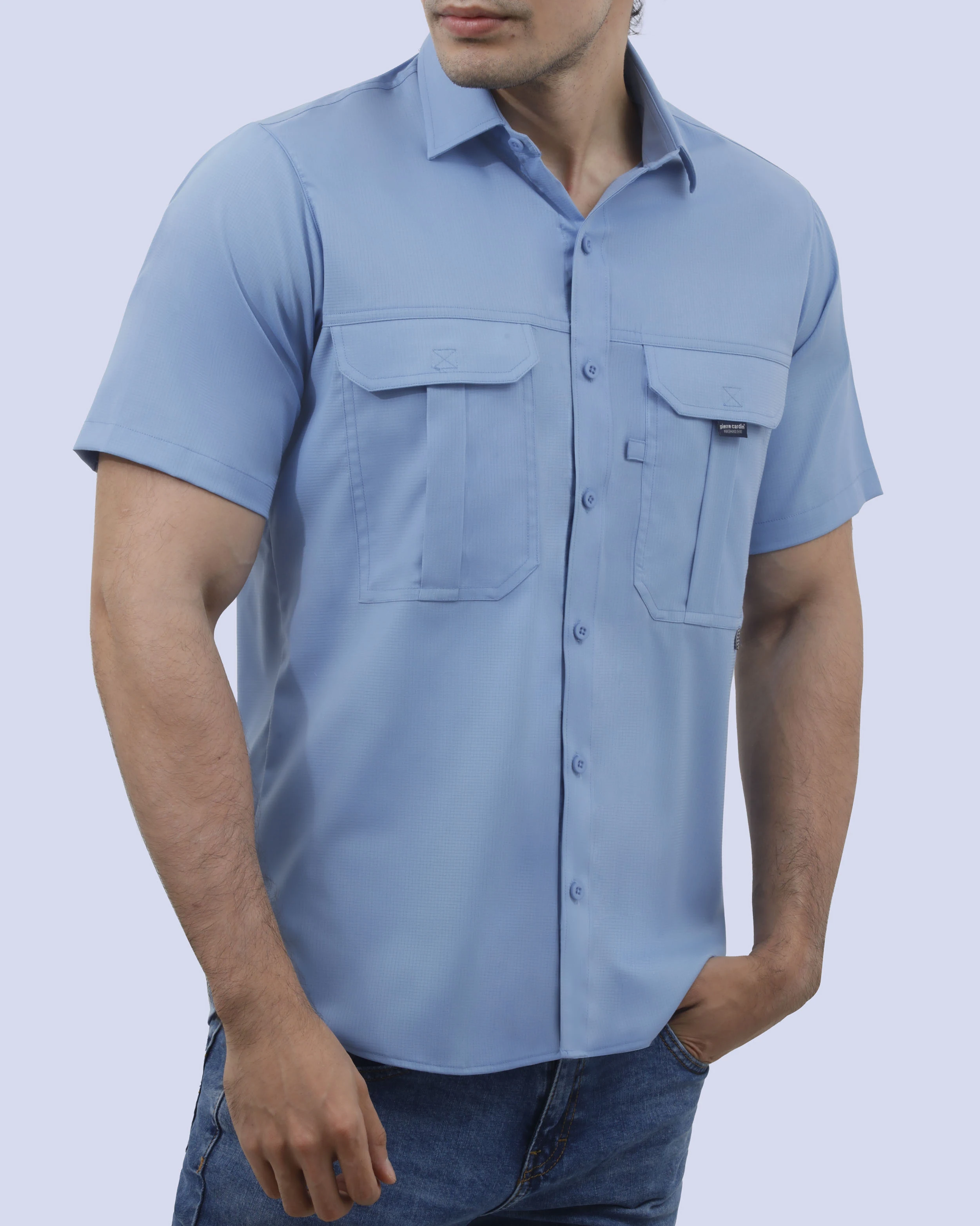 Camisa casual performance life style manga corta celeste