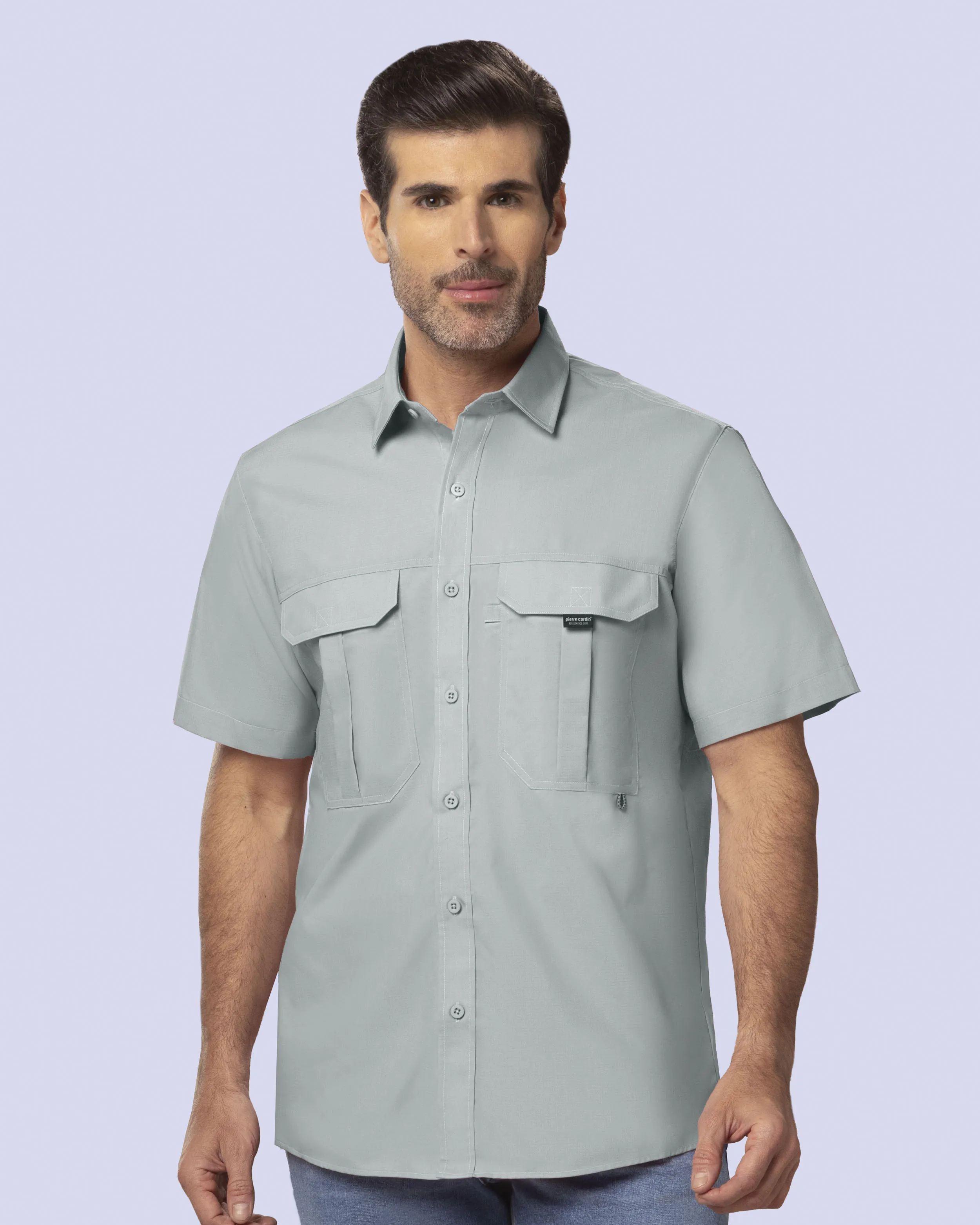 Camisa casual performance life style manga corta gris