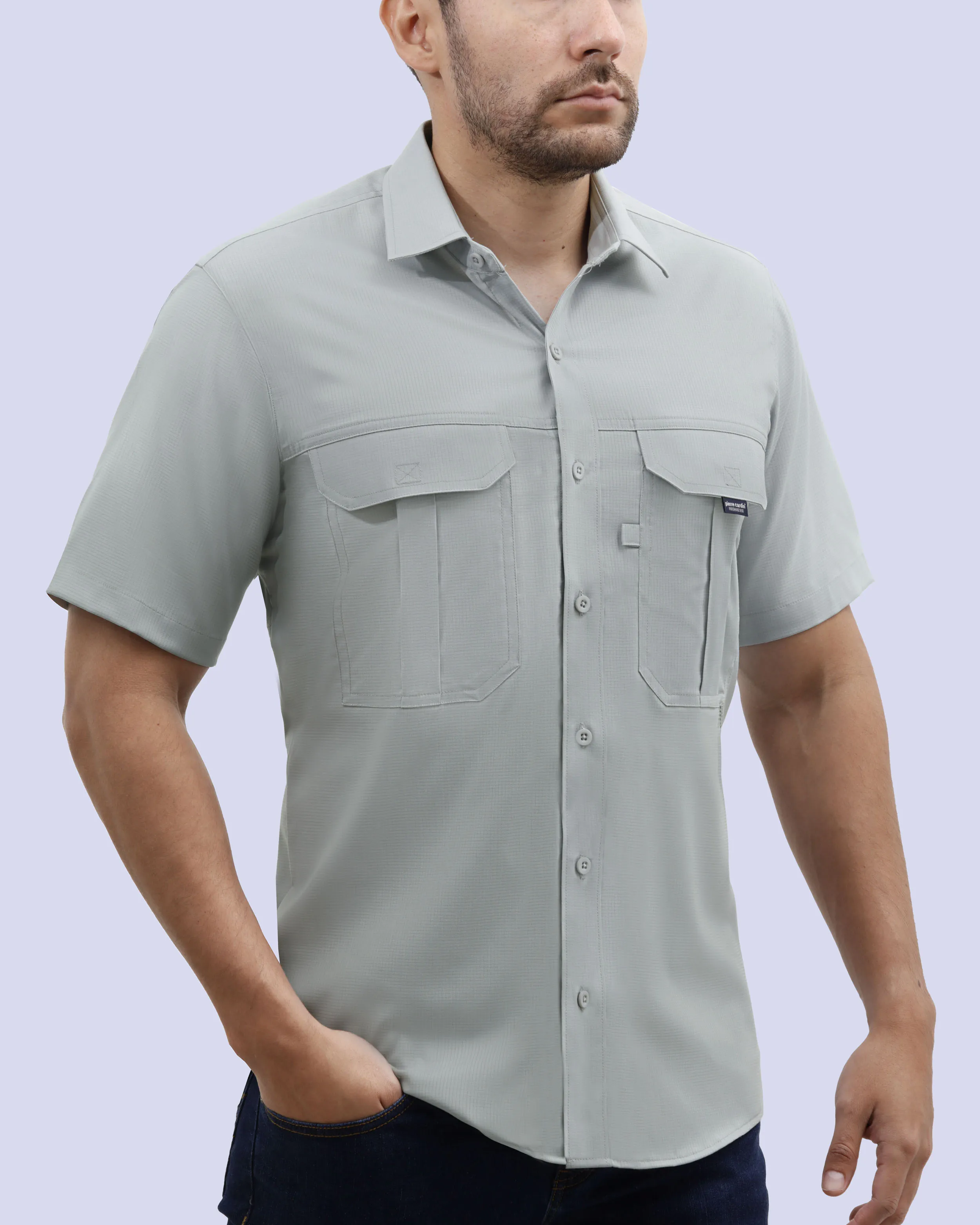 Camisa casual performance life style manga corta gris