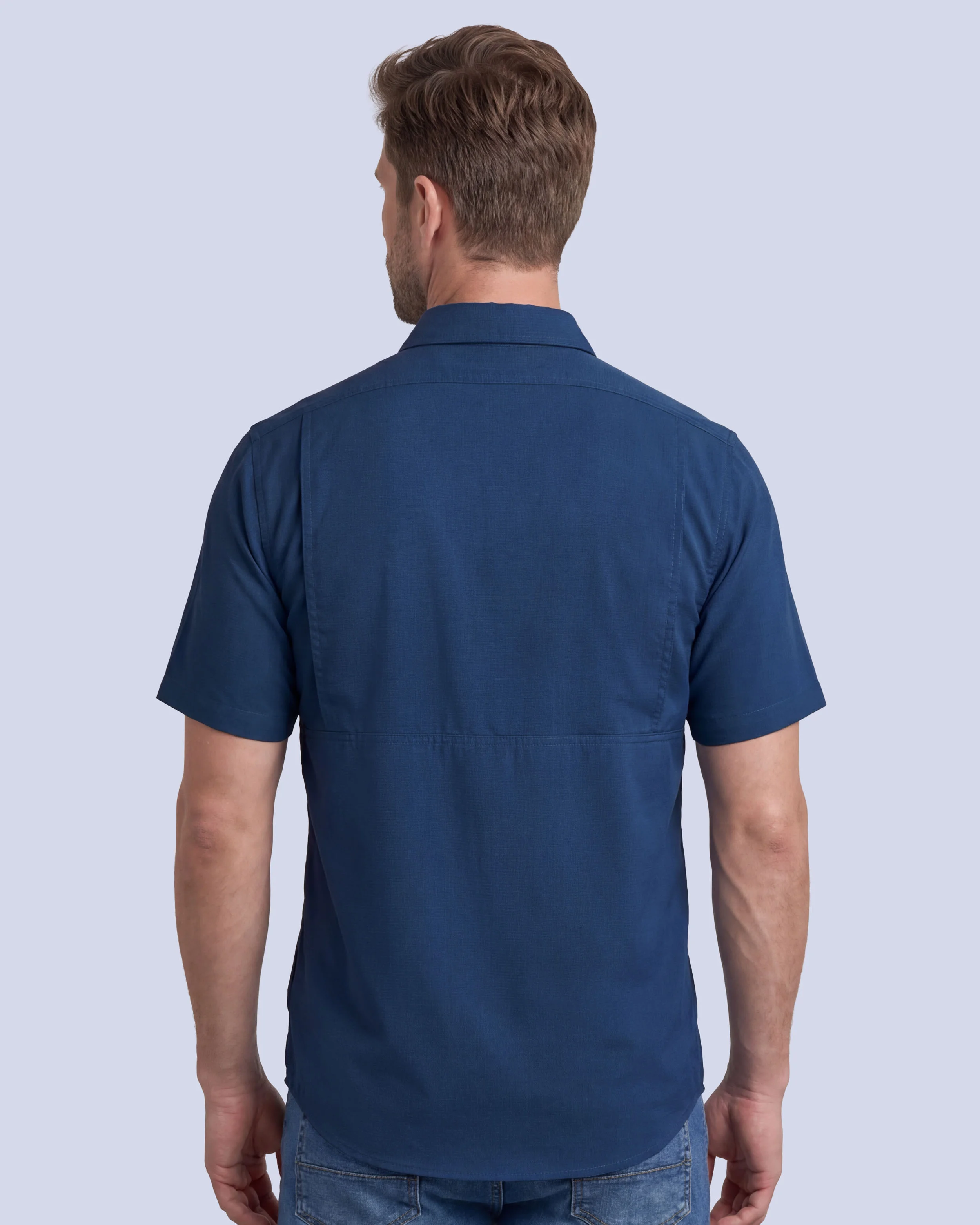 Camisa casual performance life style manga corta azul
