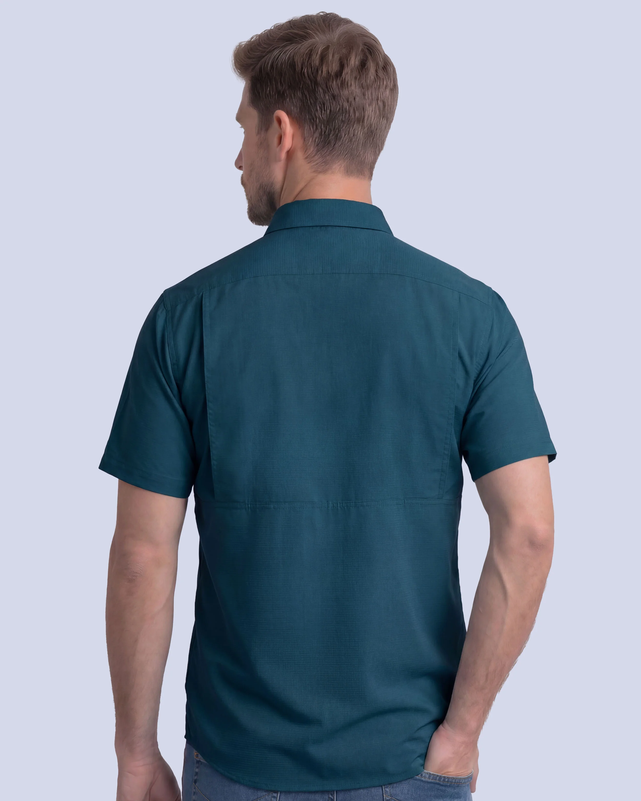 Camisa casual performance life style manga corta turquesa