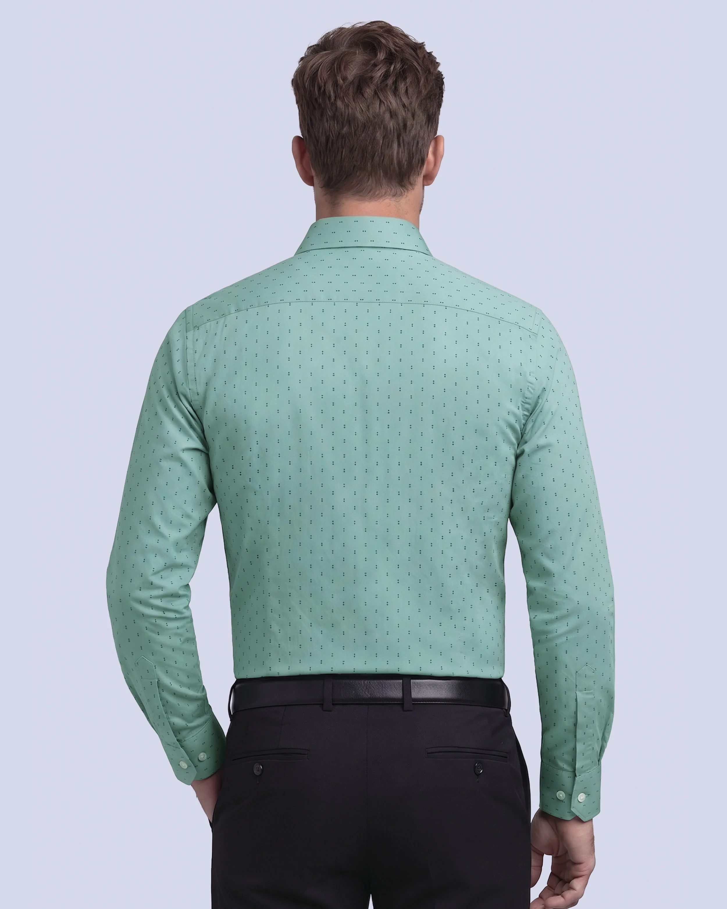 Camisa de vestir slim fit satín print verde