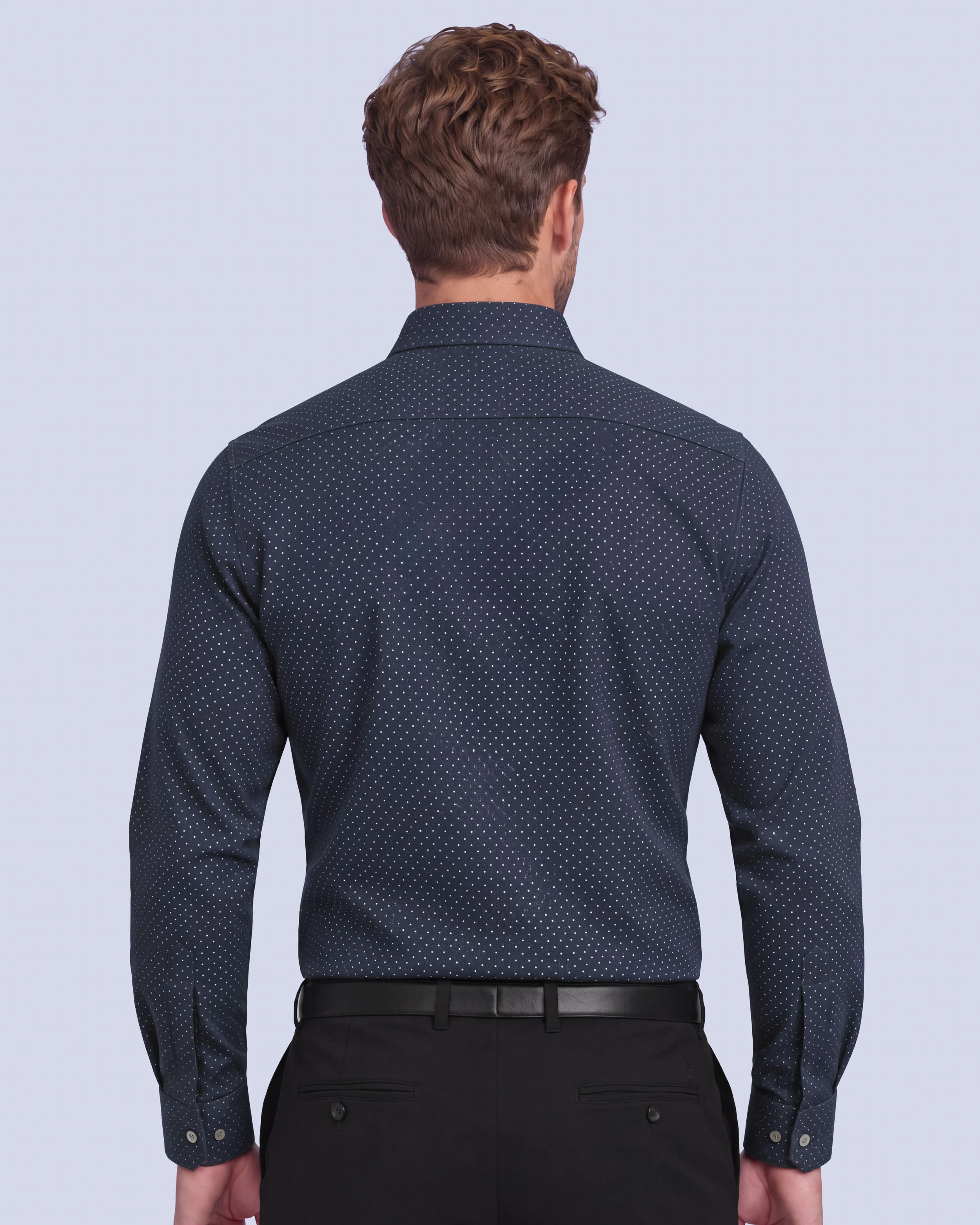 Camisa de vestir slim fit satín print azul