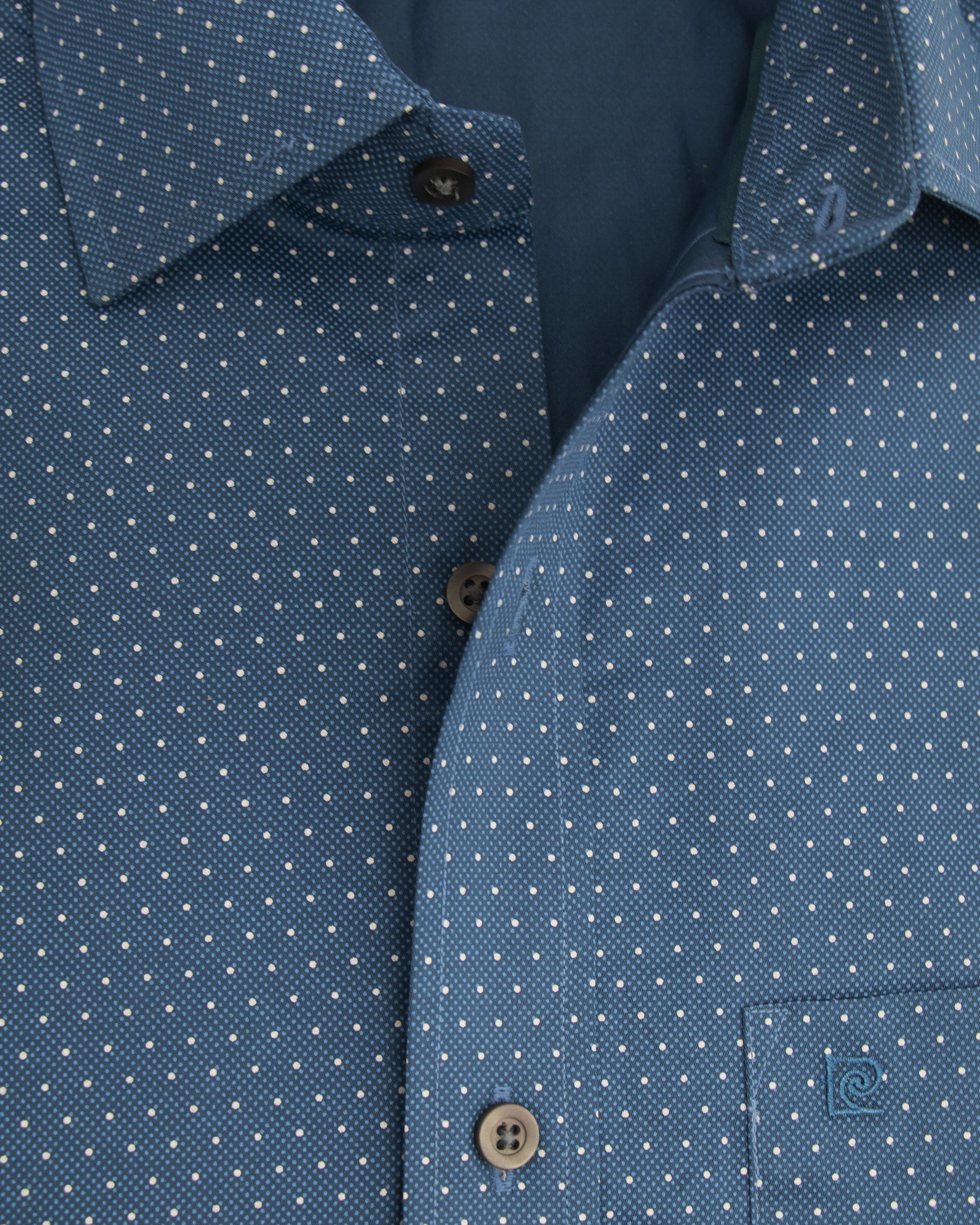 Camisa de vestir slim fit satín print turquesa
