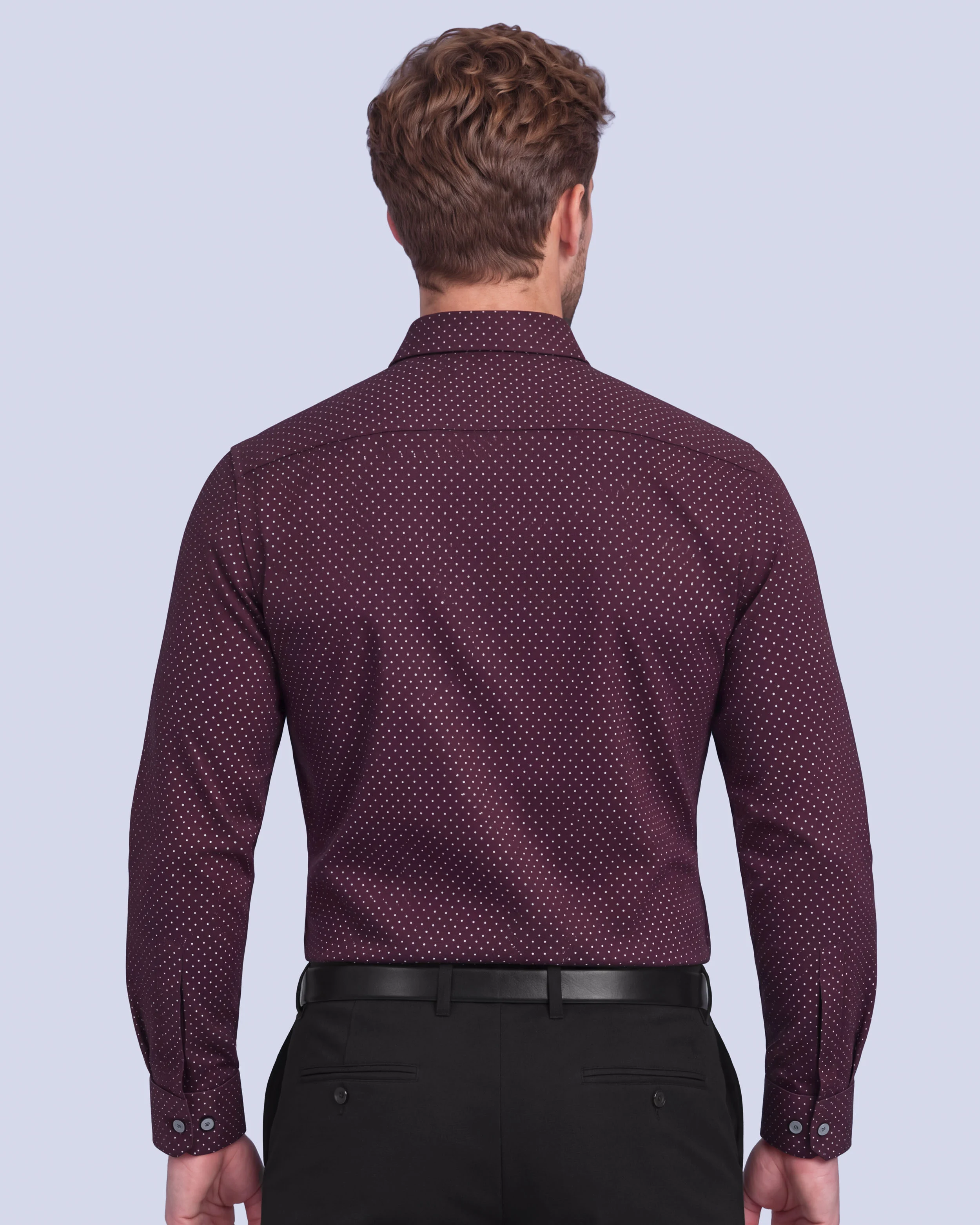 Camisa de vestir slim fit satín print vino