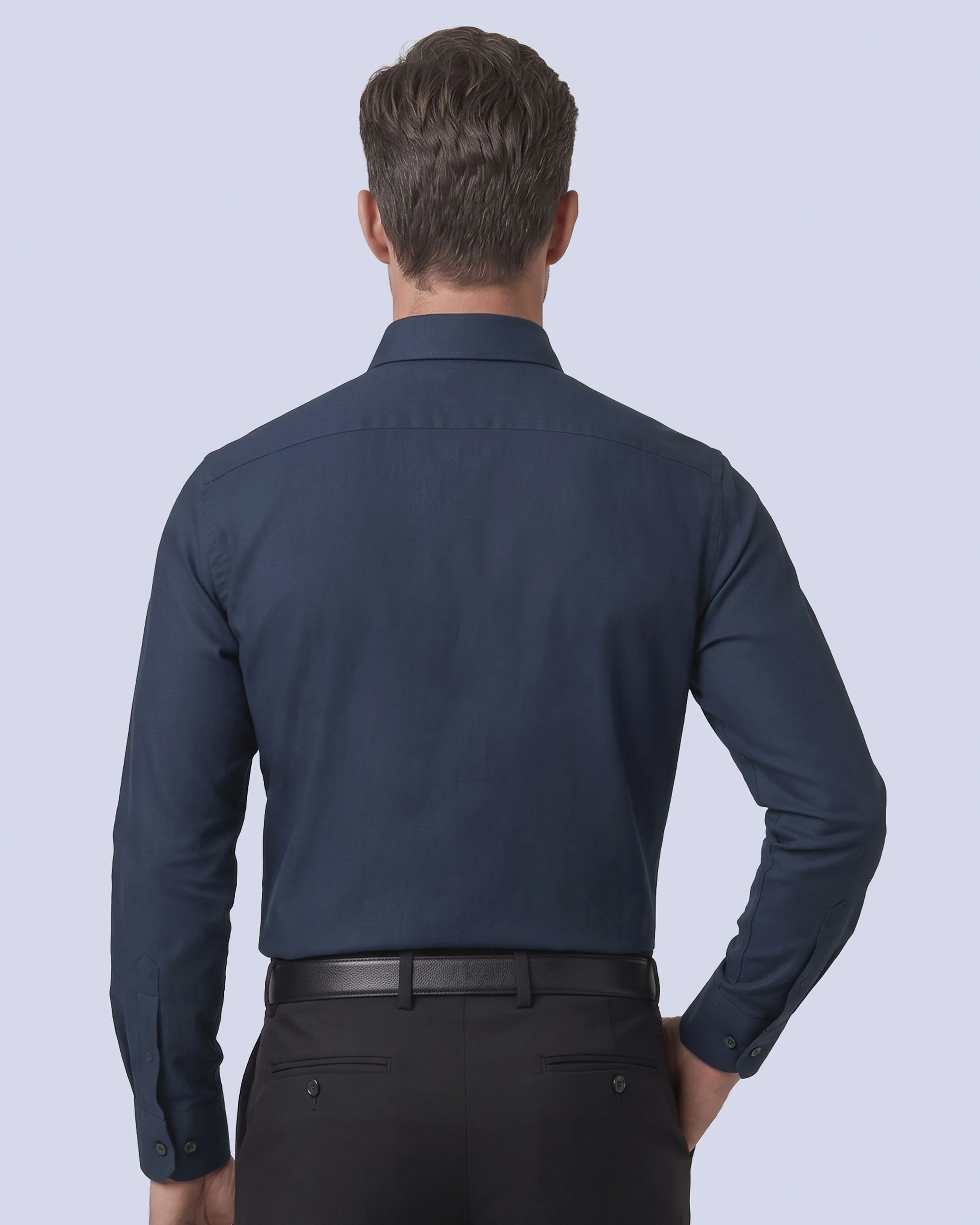 Camisa casual slim fit azul oxford premium bambú stretch