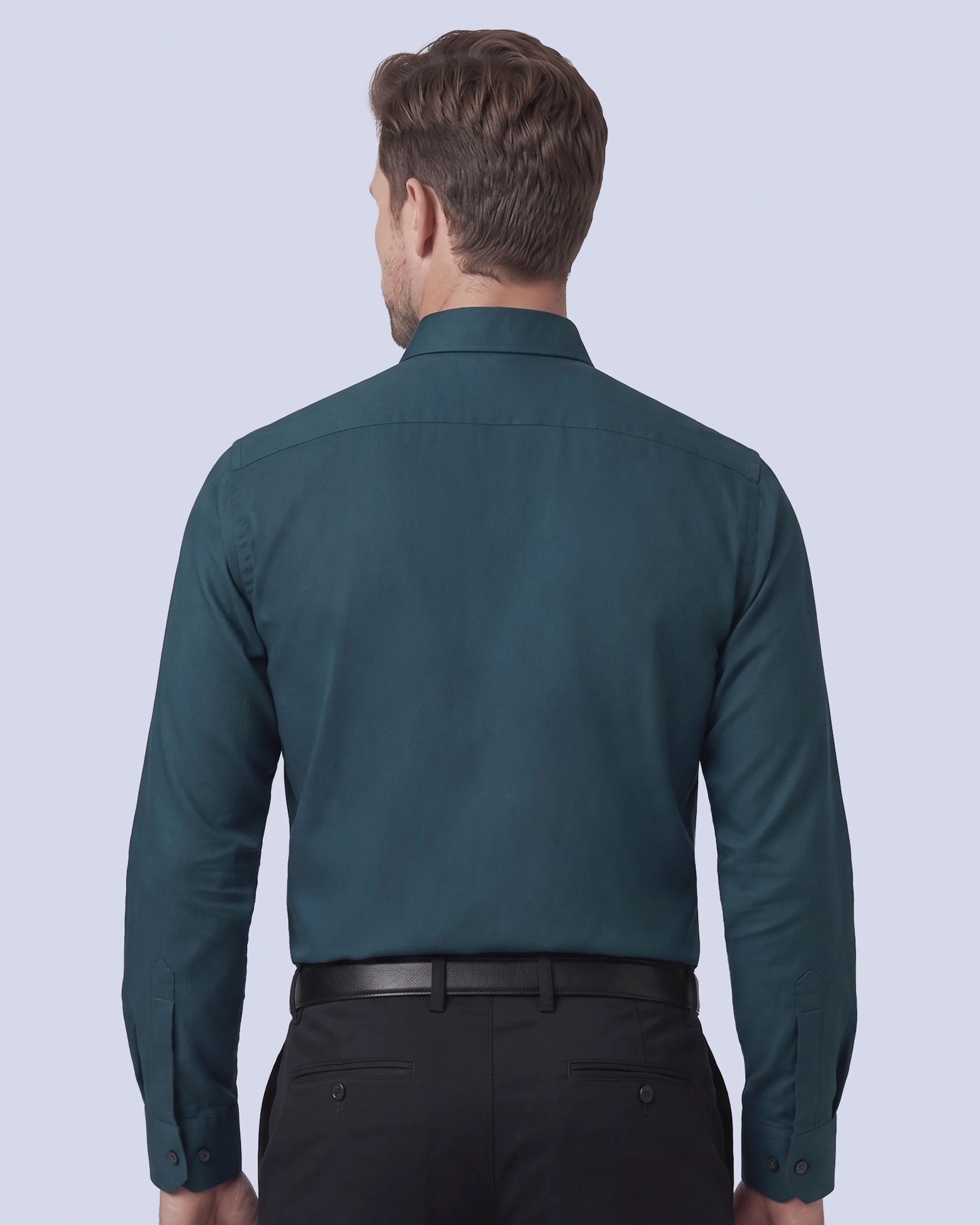 Camisa casual slim fit turqueza oxford premium bambú stretch