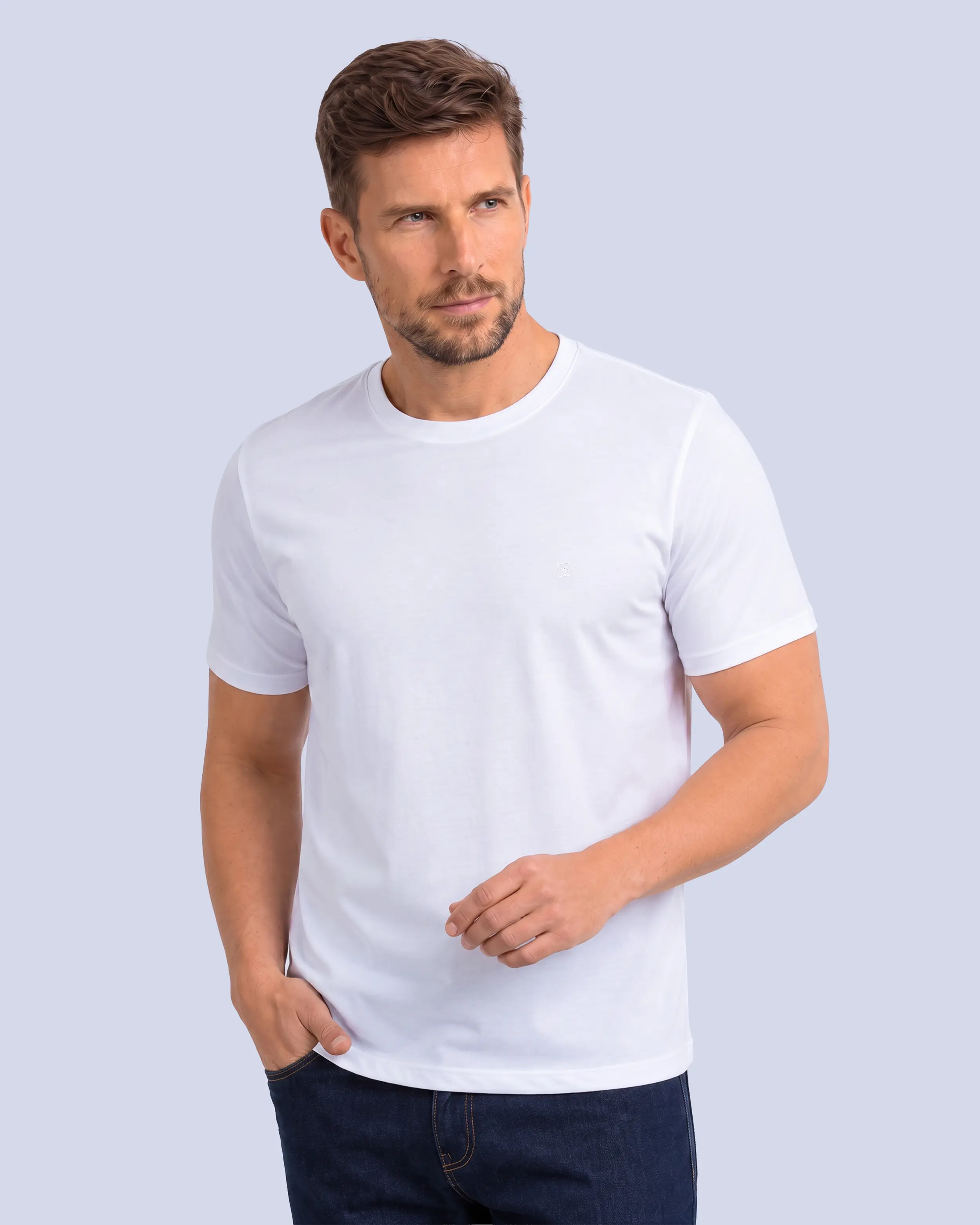 Camiseta cuello redondo lisa manga corta blanca