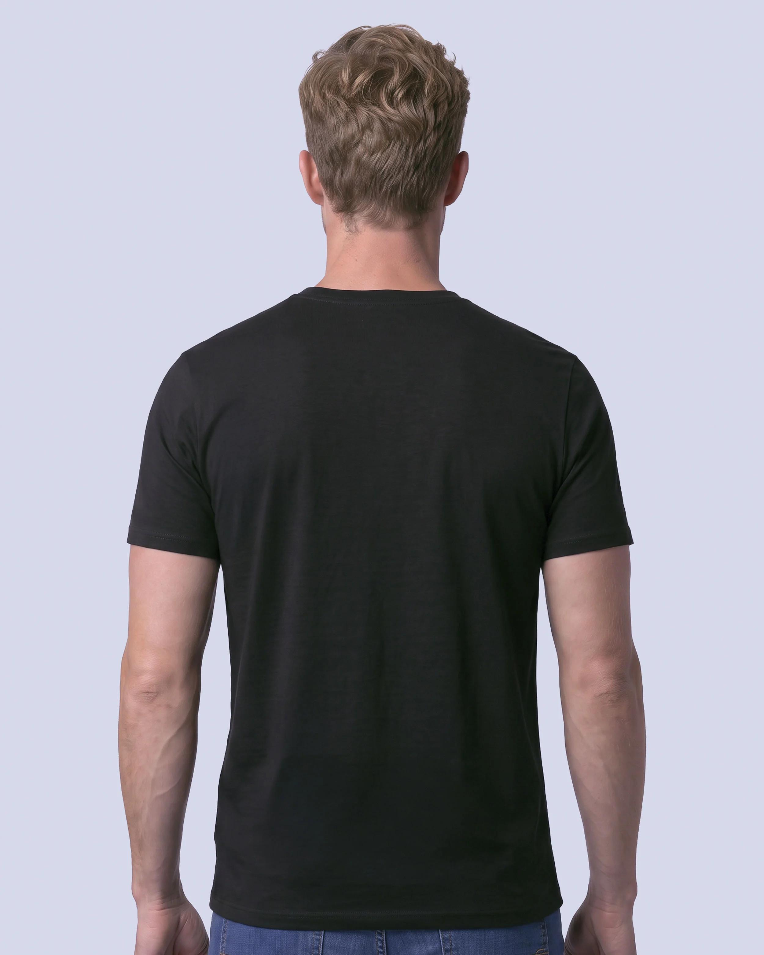 Camiseta cuello redondo lisa manga corta negra