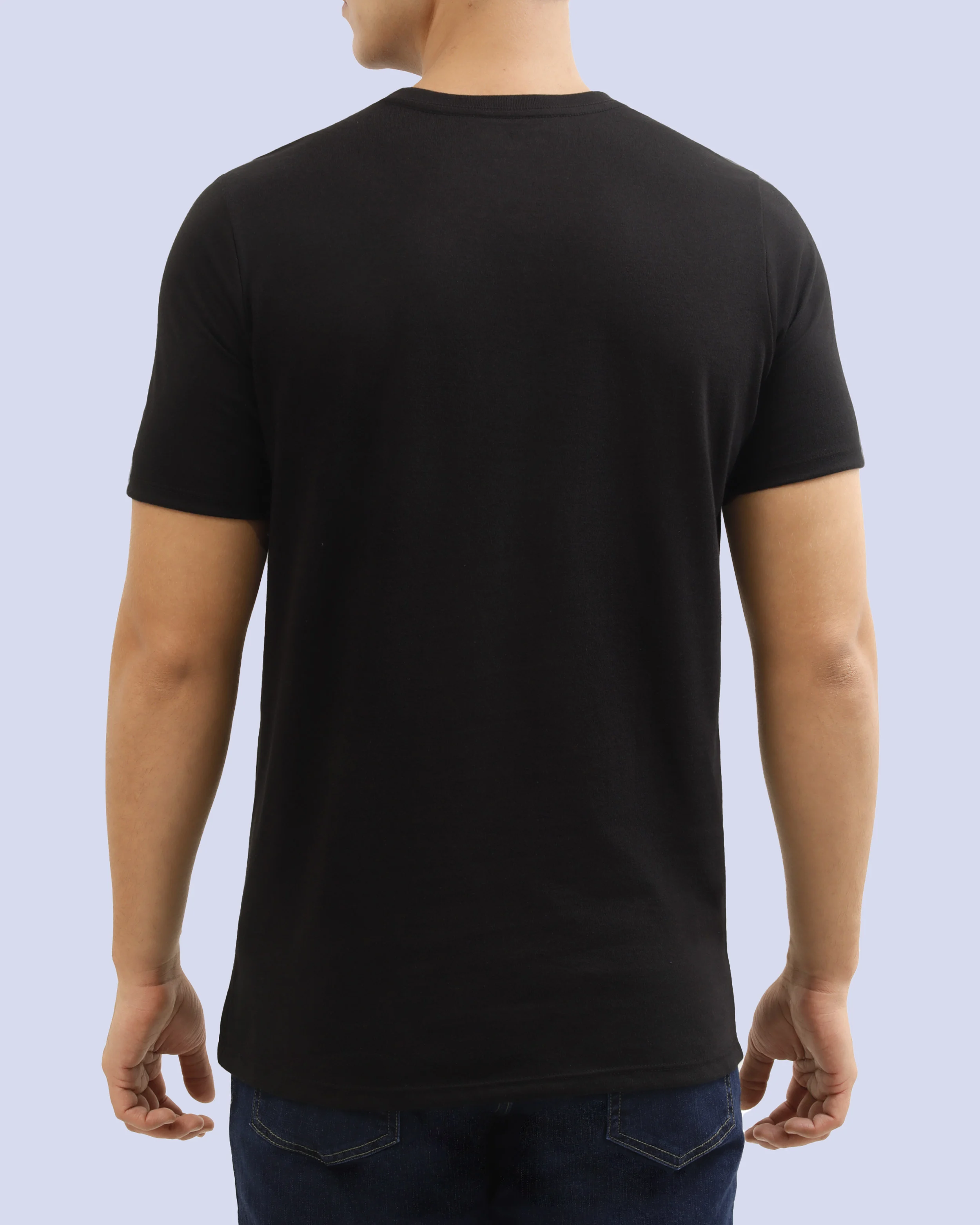 Camiseta cuello redondo lisa manga corta negra