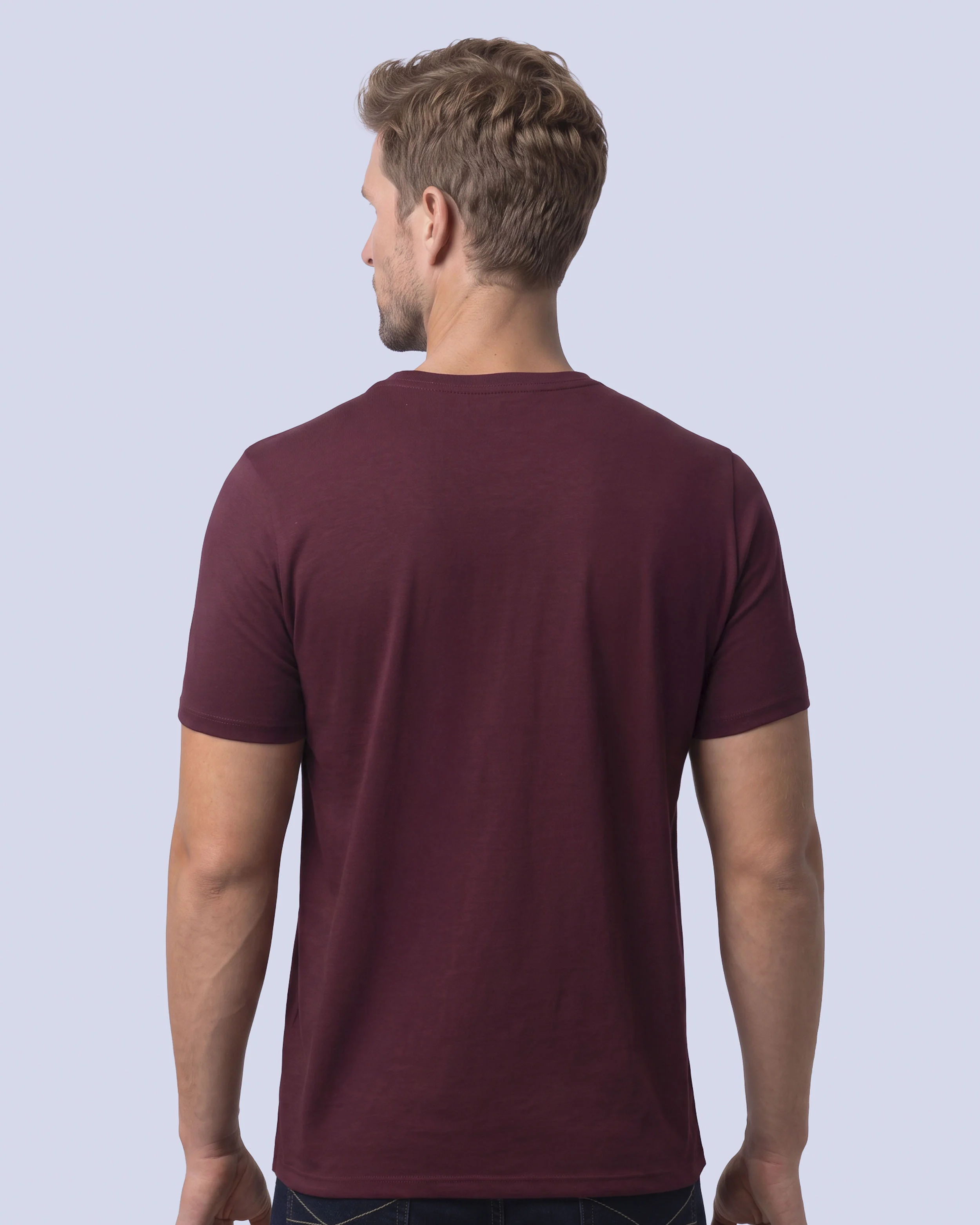 Camiseta cuello redondo lisa manga corta vino