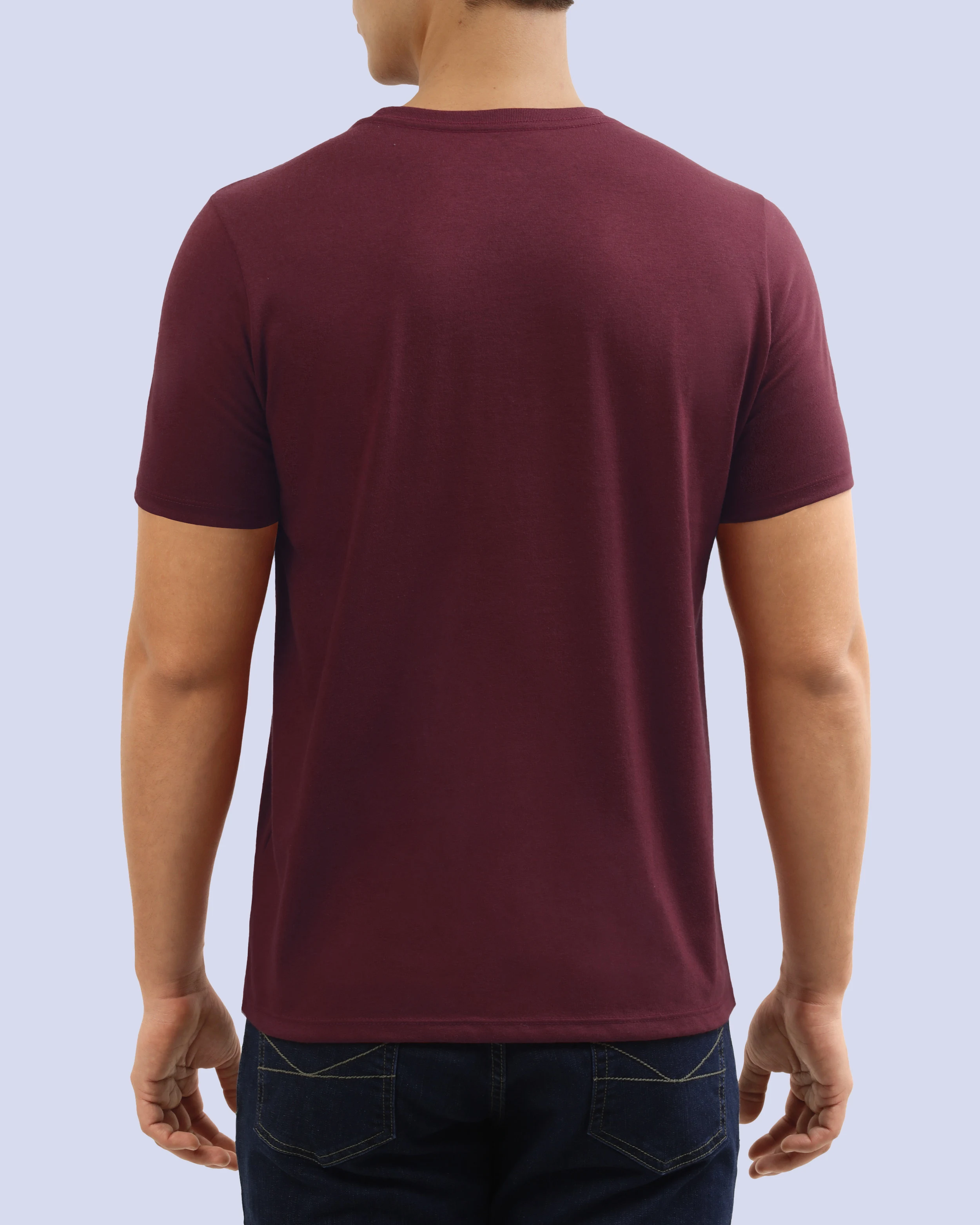Camiseta cuello redondo lisa manga corta vino