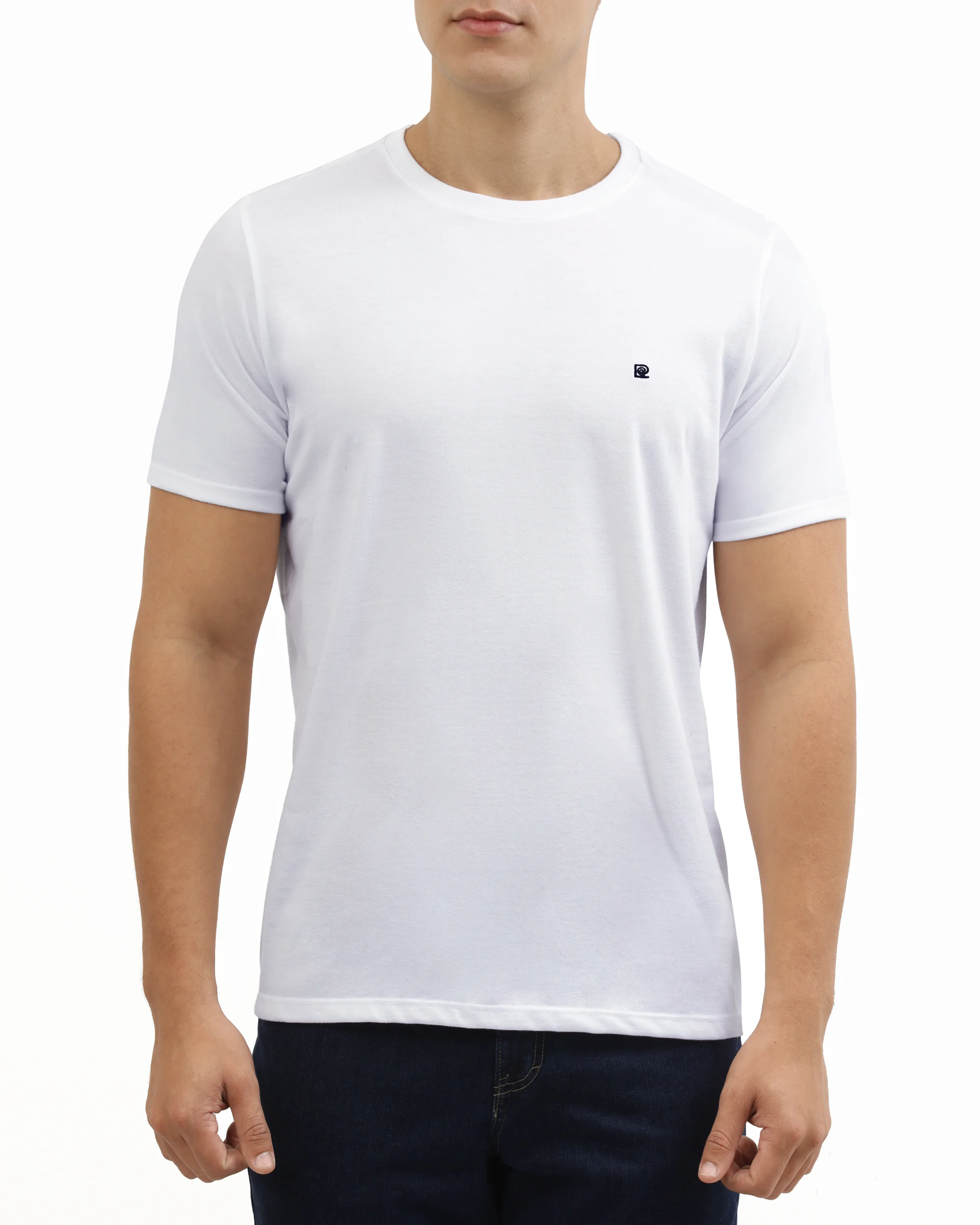 Camiseta cuello redondo lisa manga corta blanca