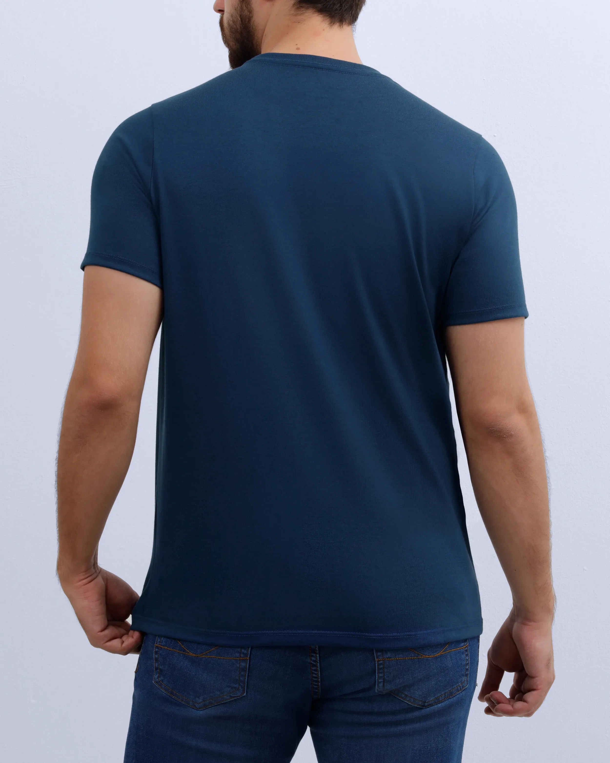 Camiseta cuello redondo lisa manga corta navy