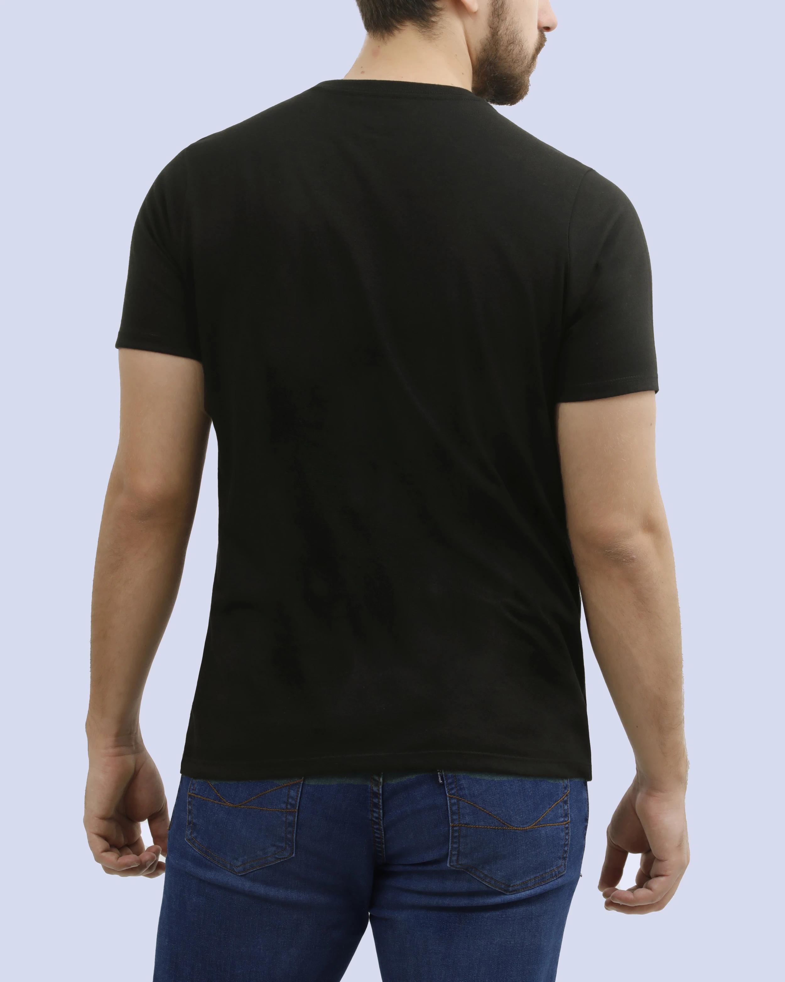Camiseta cuello redondo lisa manga corta negra