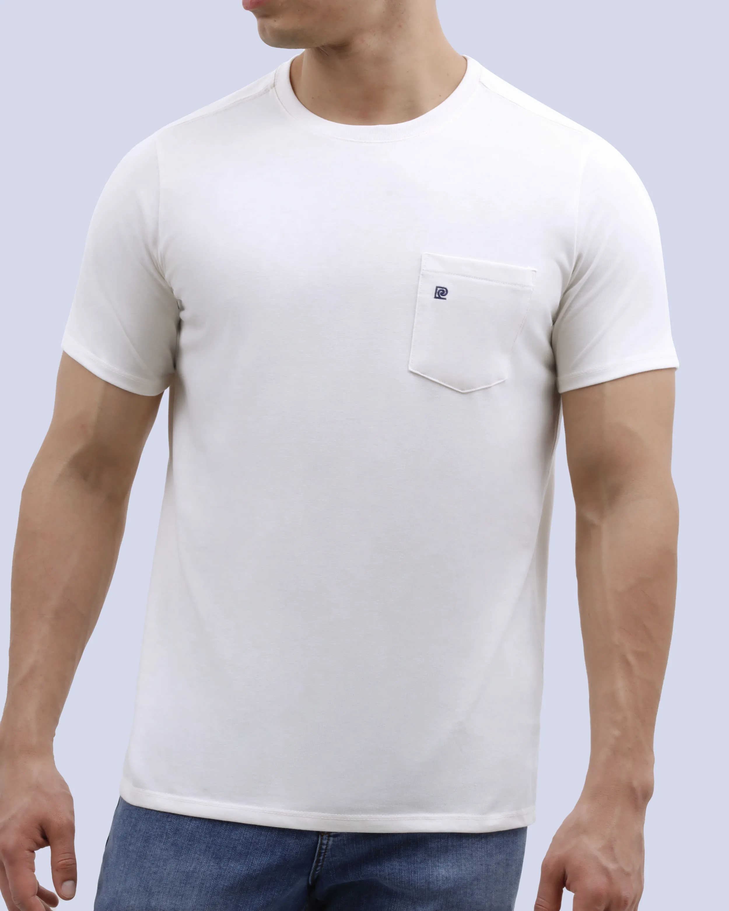 Camiseta cuello redondo lisa manga corta blanca