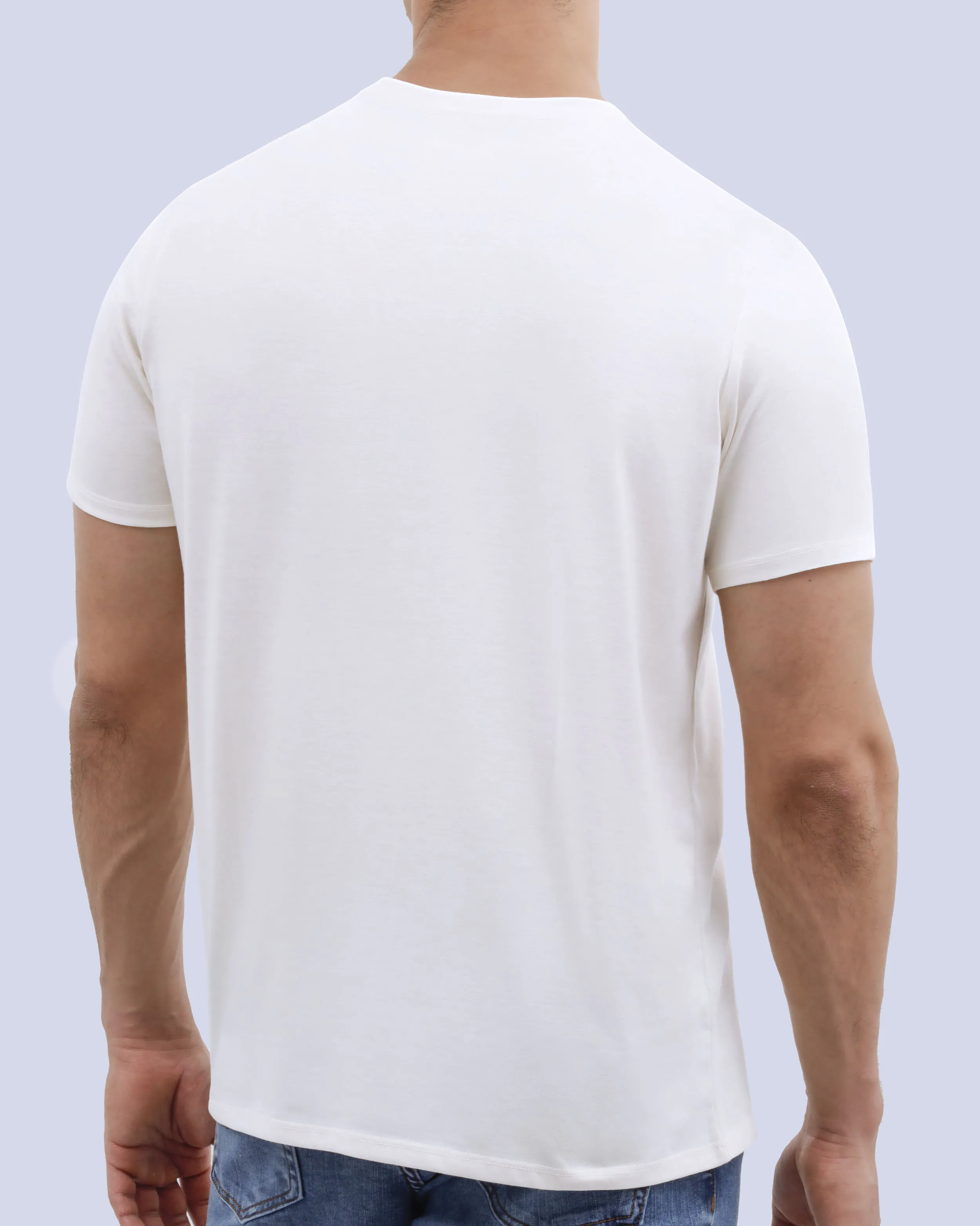 Camiseta cuello redondo lisa manga corta blanca
