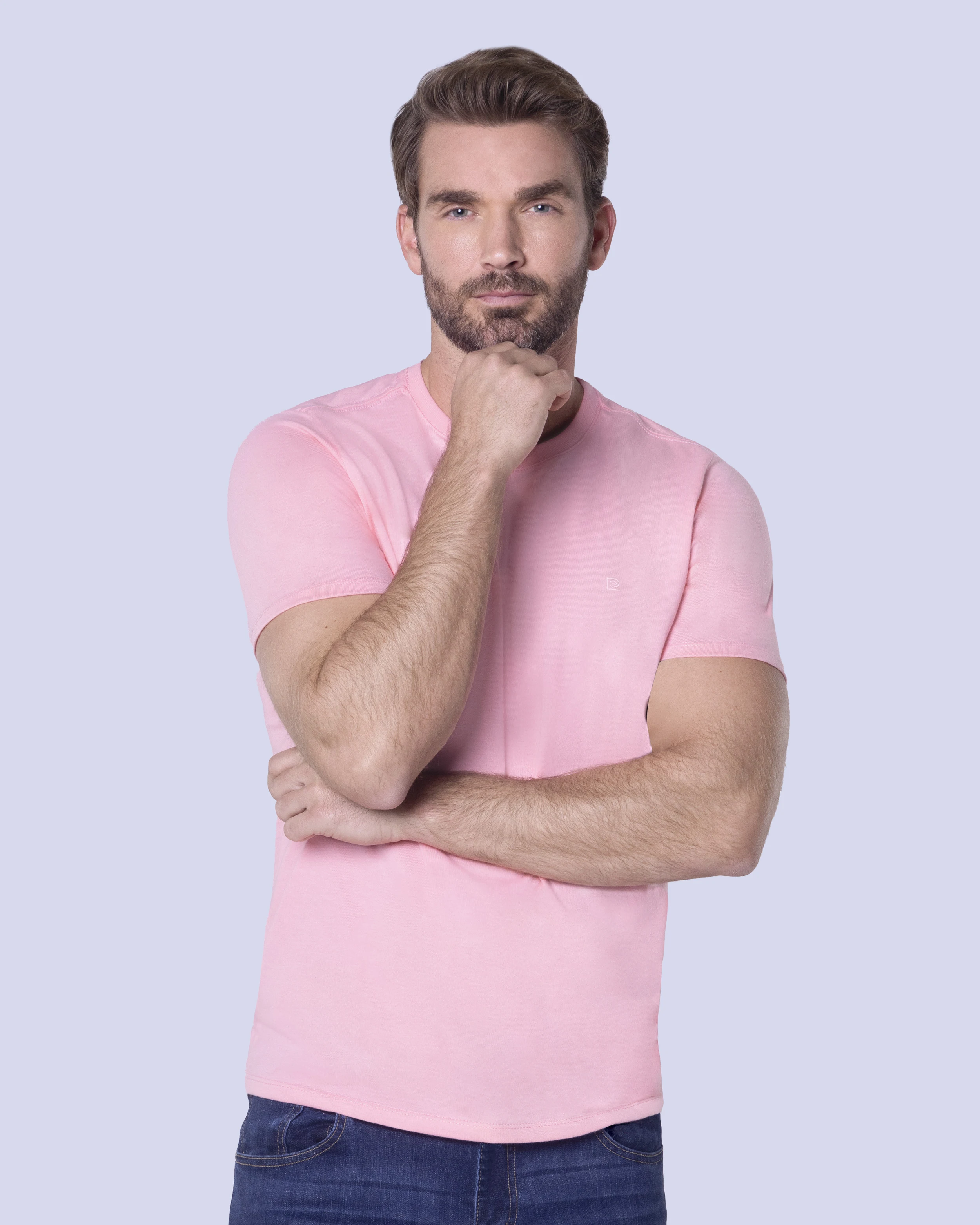 Camiseta cuello redondo lisa manga corta rosada