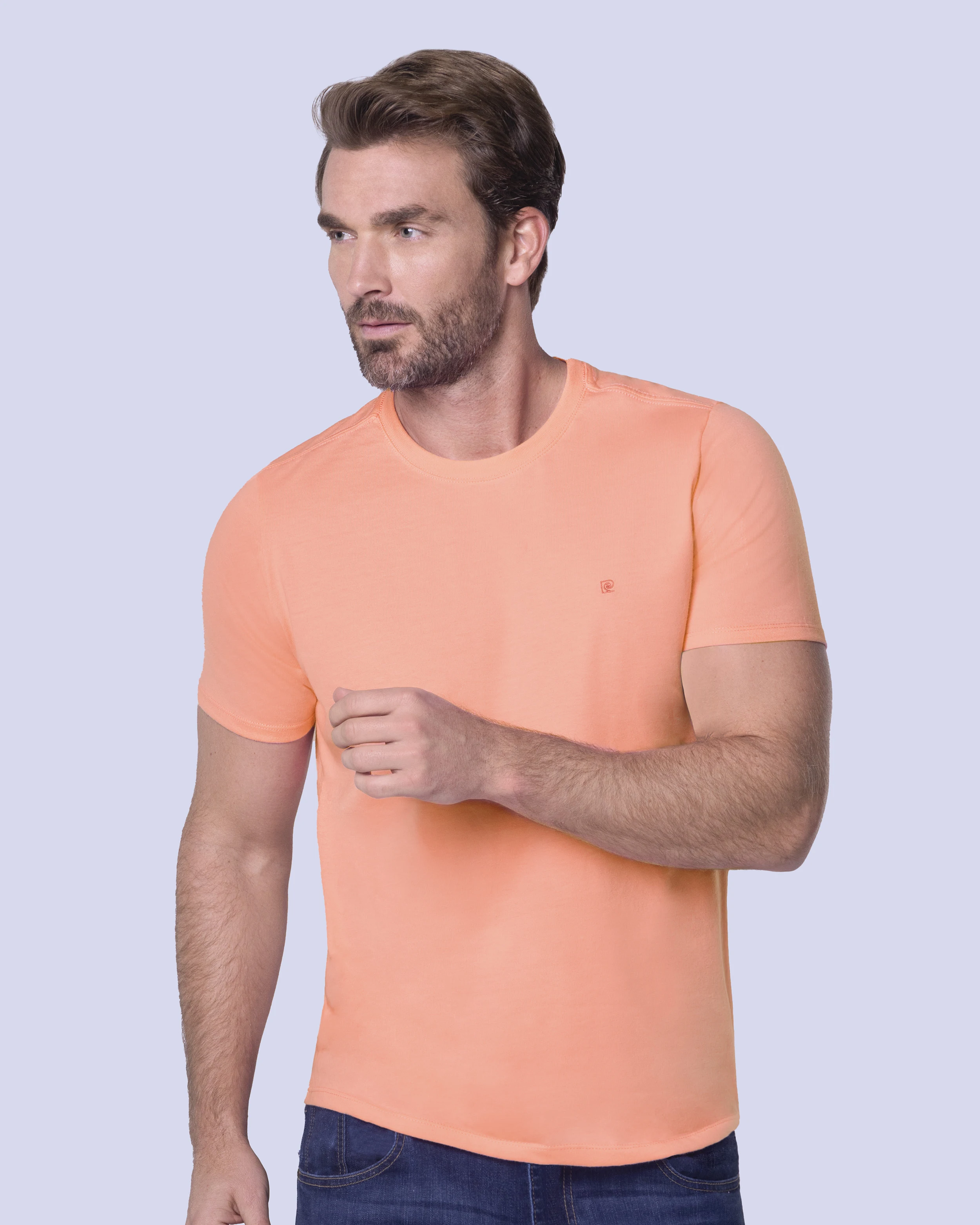 Camiseta cuello redondo lisa manga corta anaranjada