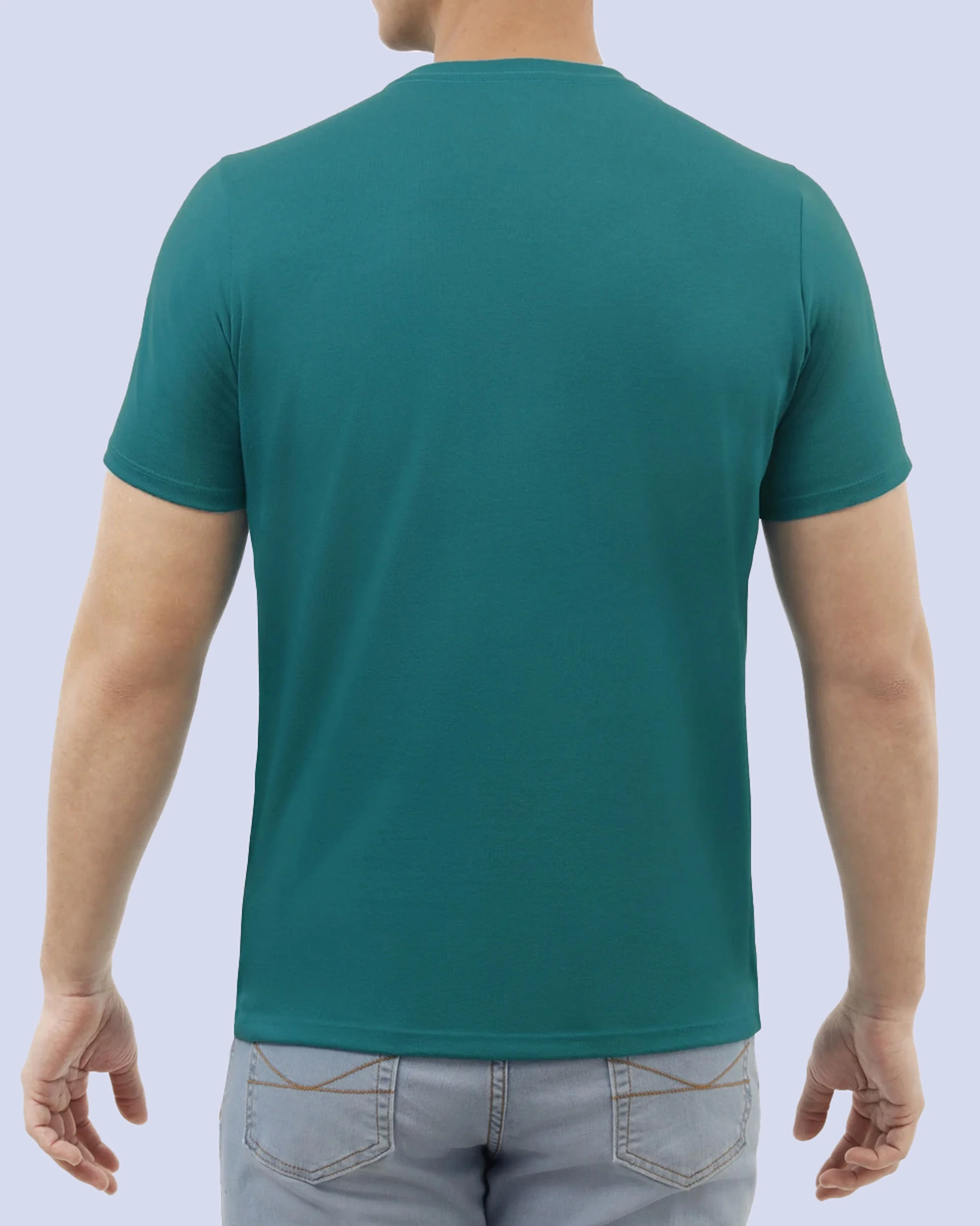 Camiseta cuello redondo lisa manga corta verde con bolsa