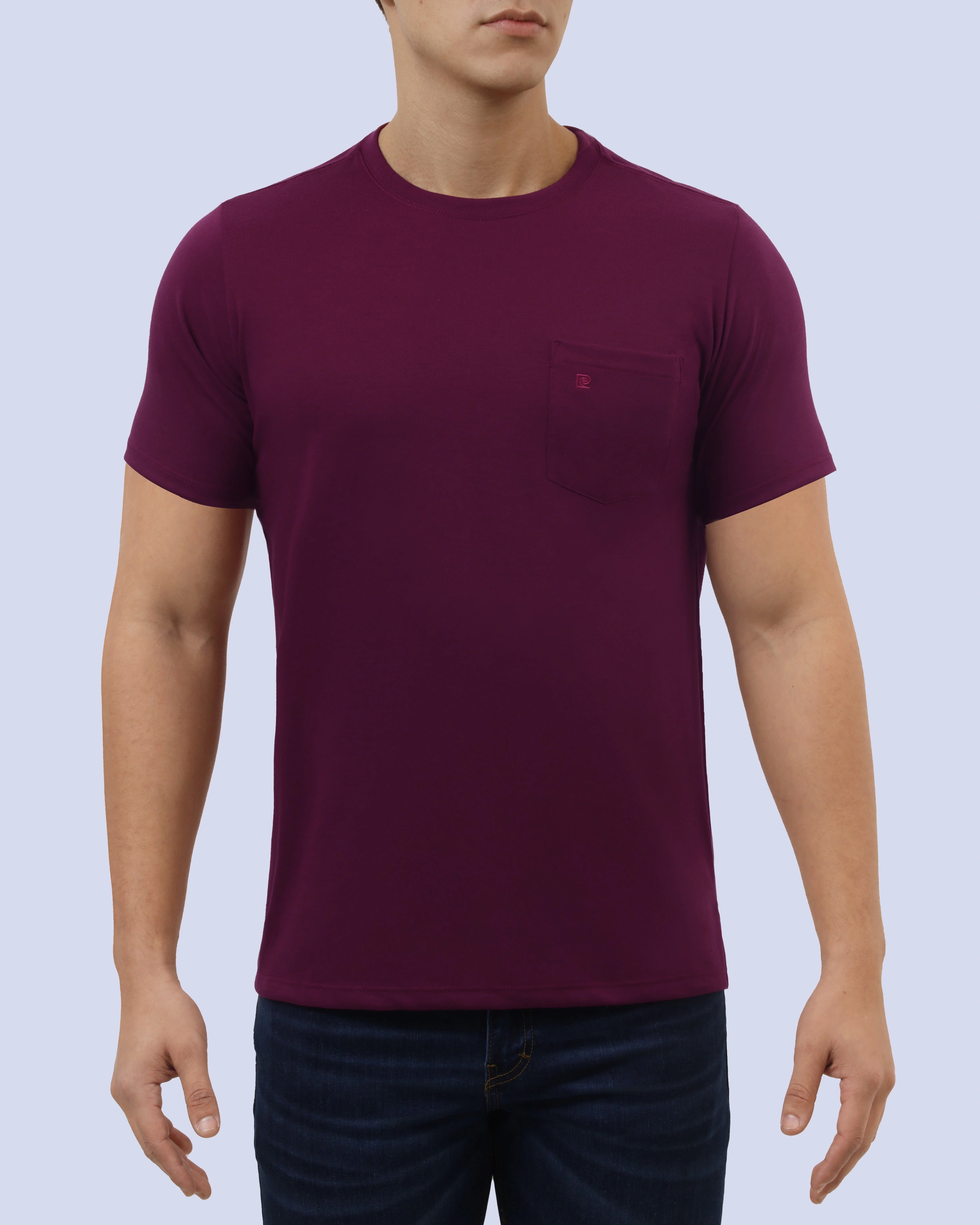 Camiseta cuello redondo lisa manga corta vino con bolsa