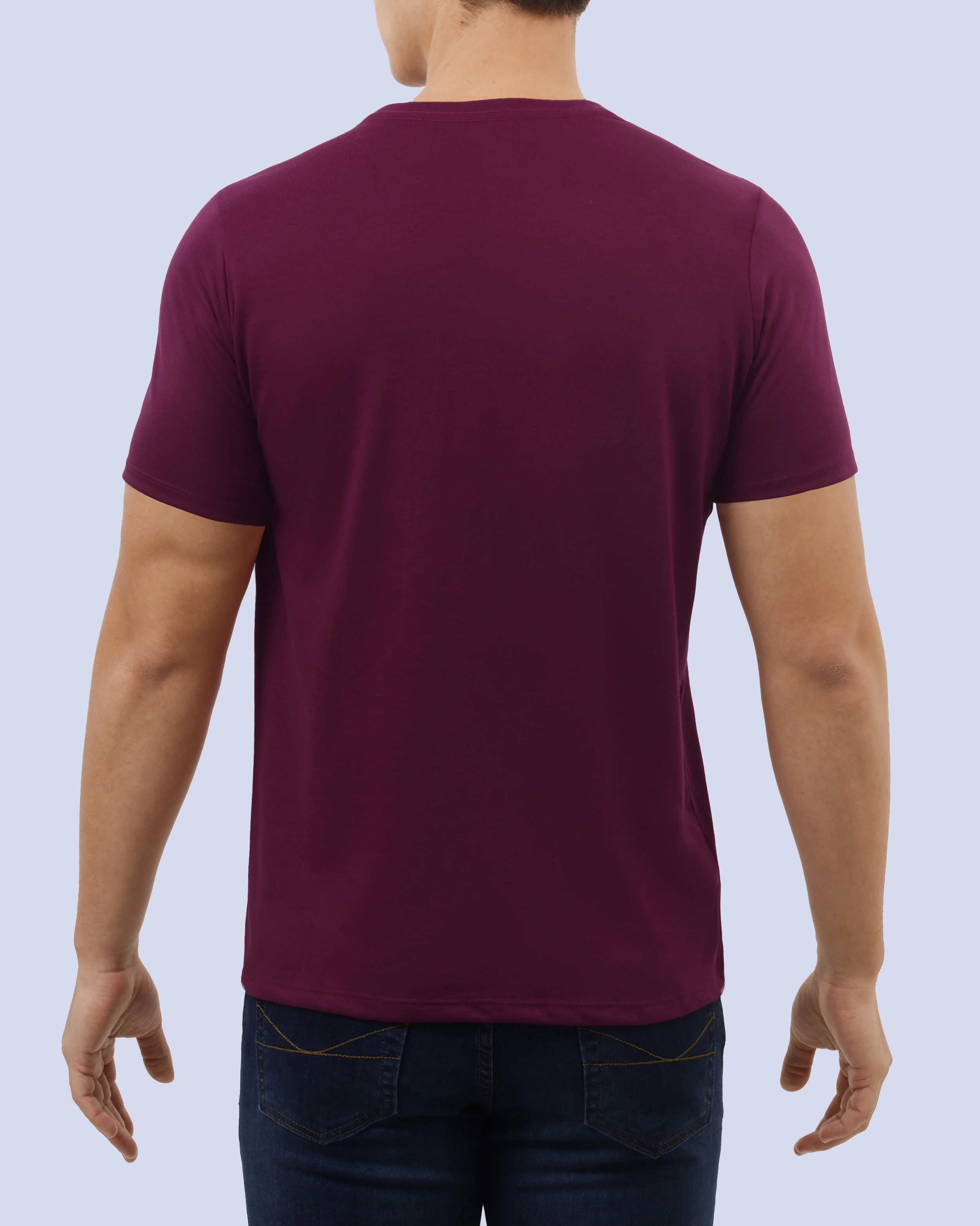 Camiseta cuello redondo lisa manga corta vino con bolsa
