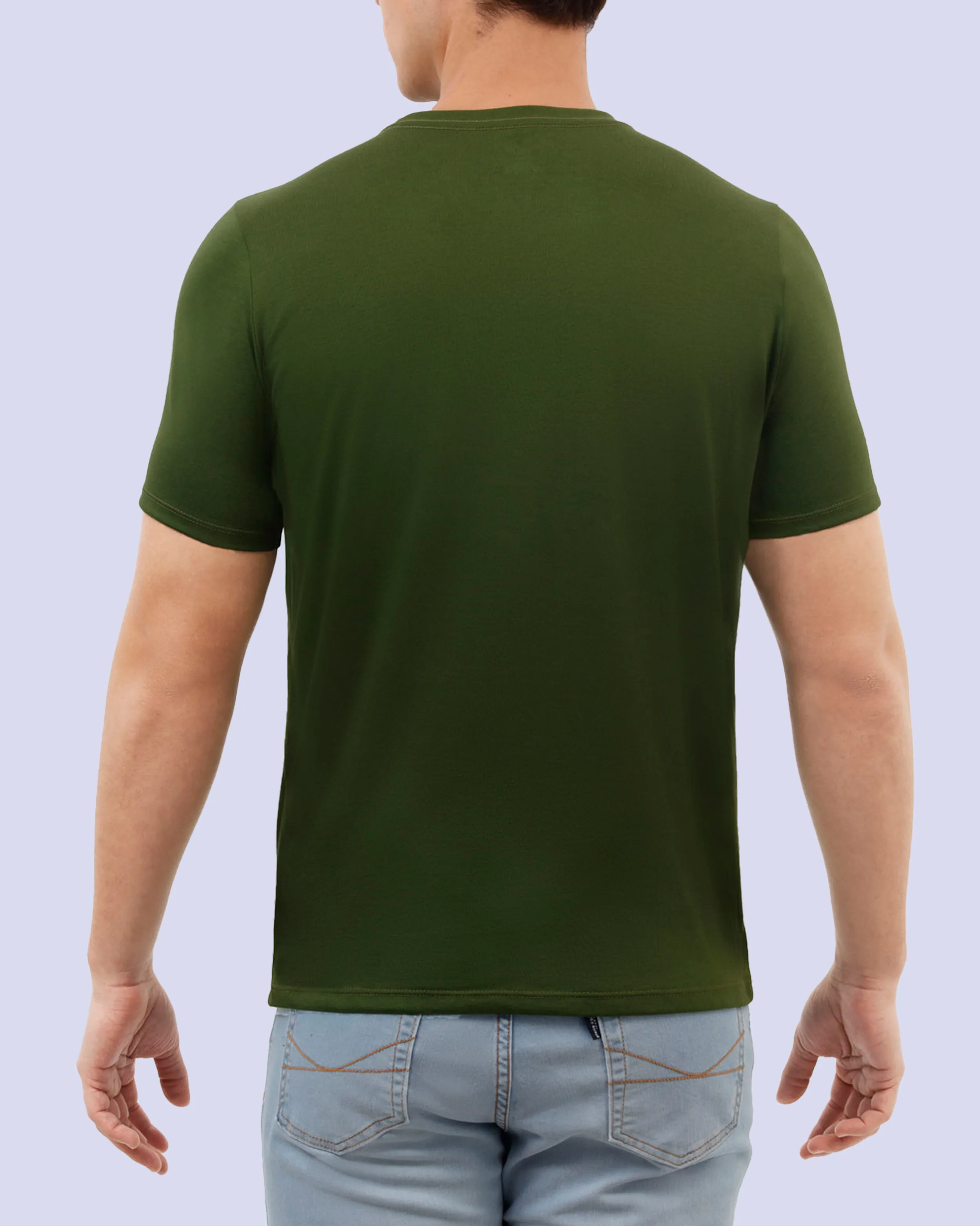 Camiseta cuello redondo lisa manga corta verde con bolsa