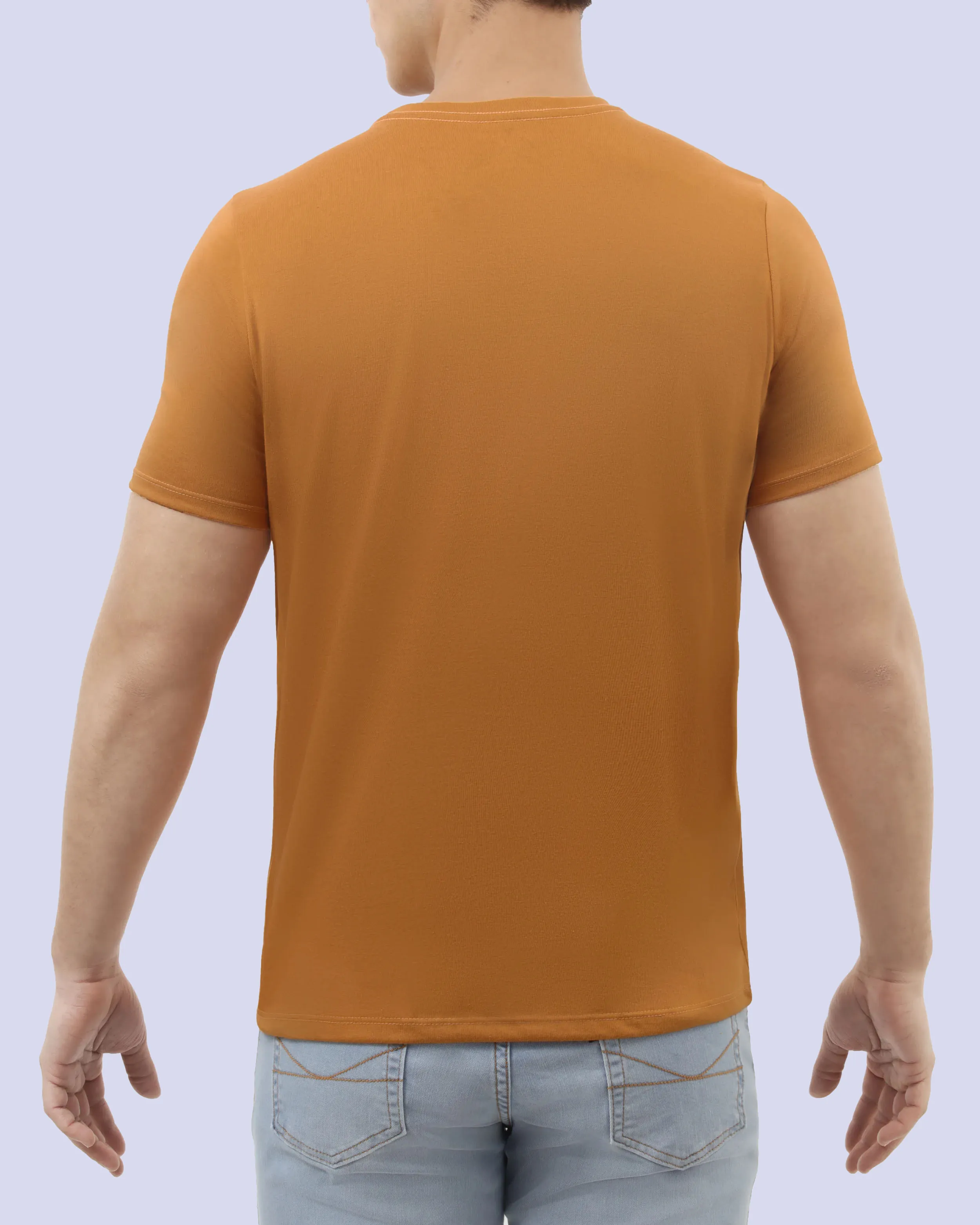 Camiseta cuello redondo lisa manga corta mostaza