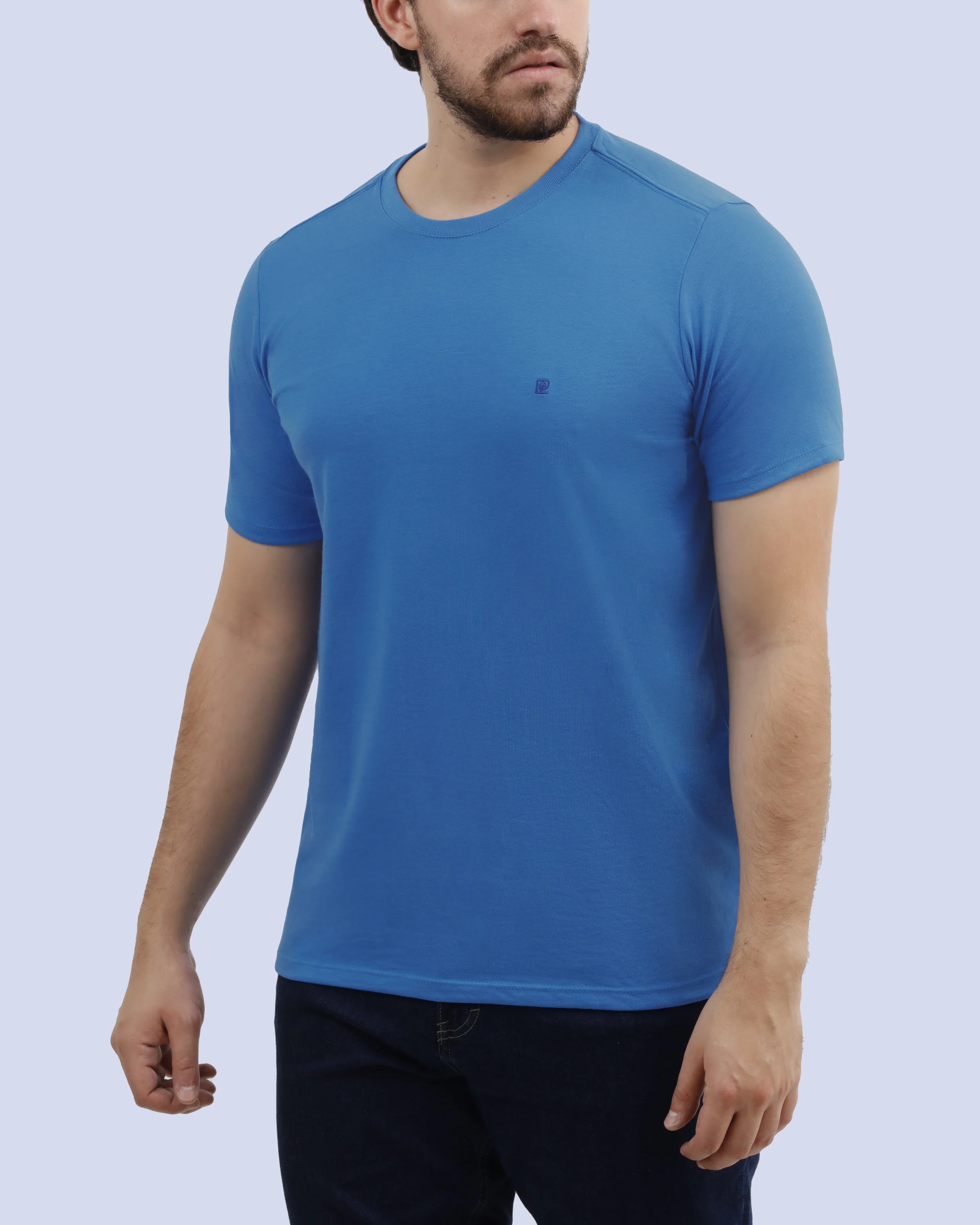 Camiseta cuello redondo lisa manga corta azul