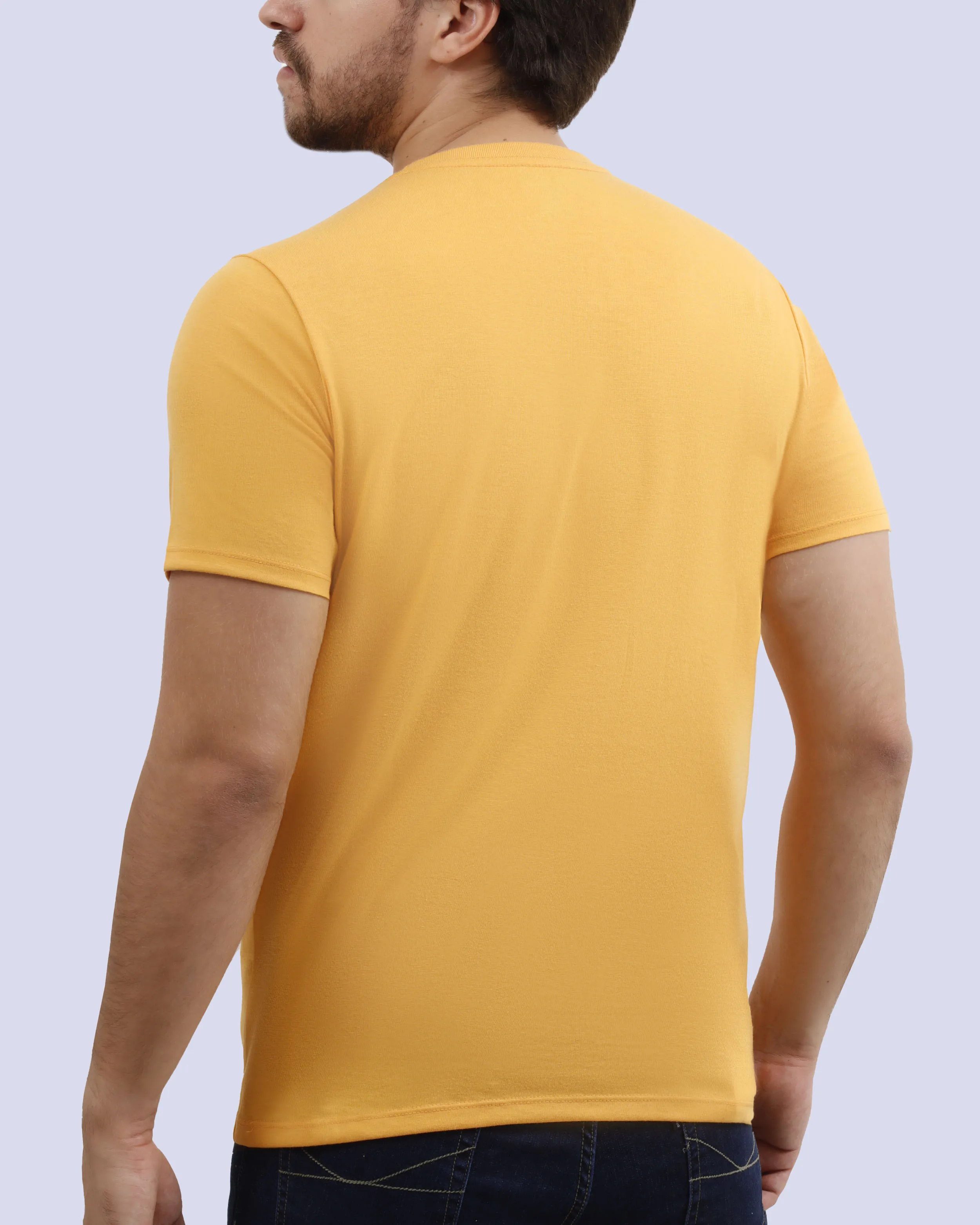 Camiseta cuello redondo lisa manga corta amarilla
