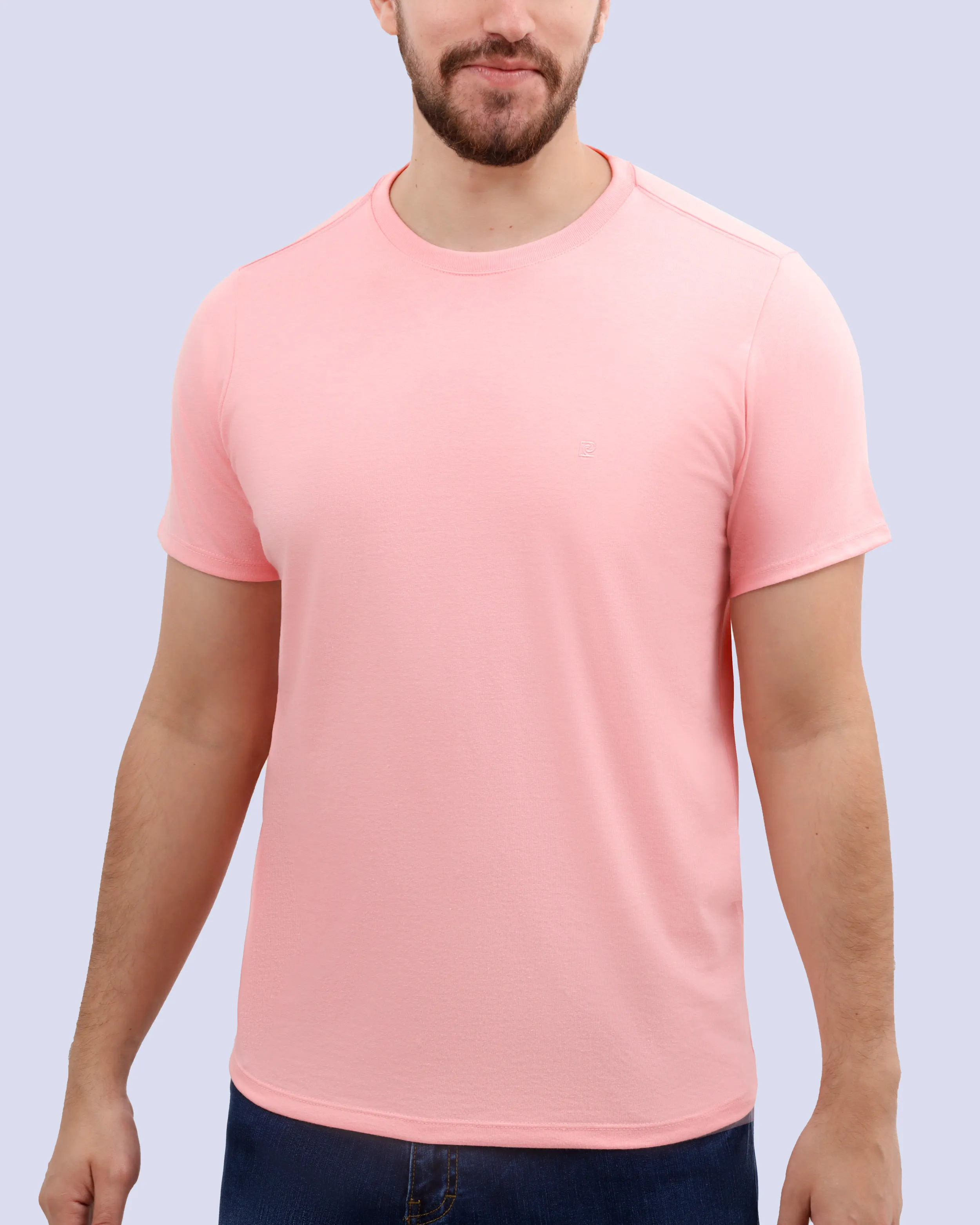 Camiseta cuello redondo lisa manga corta rosada