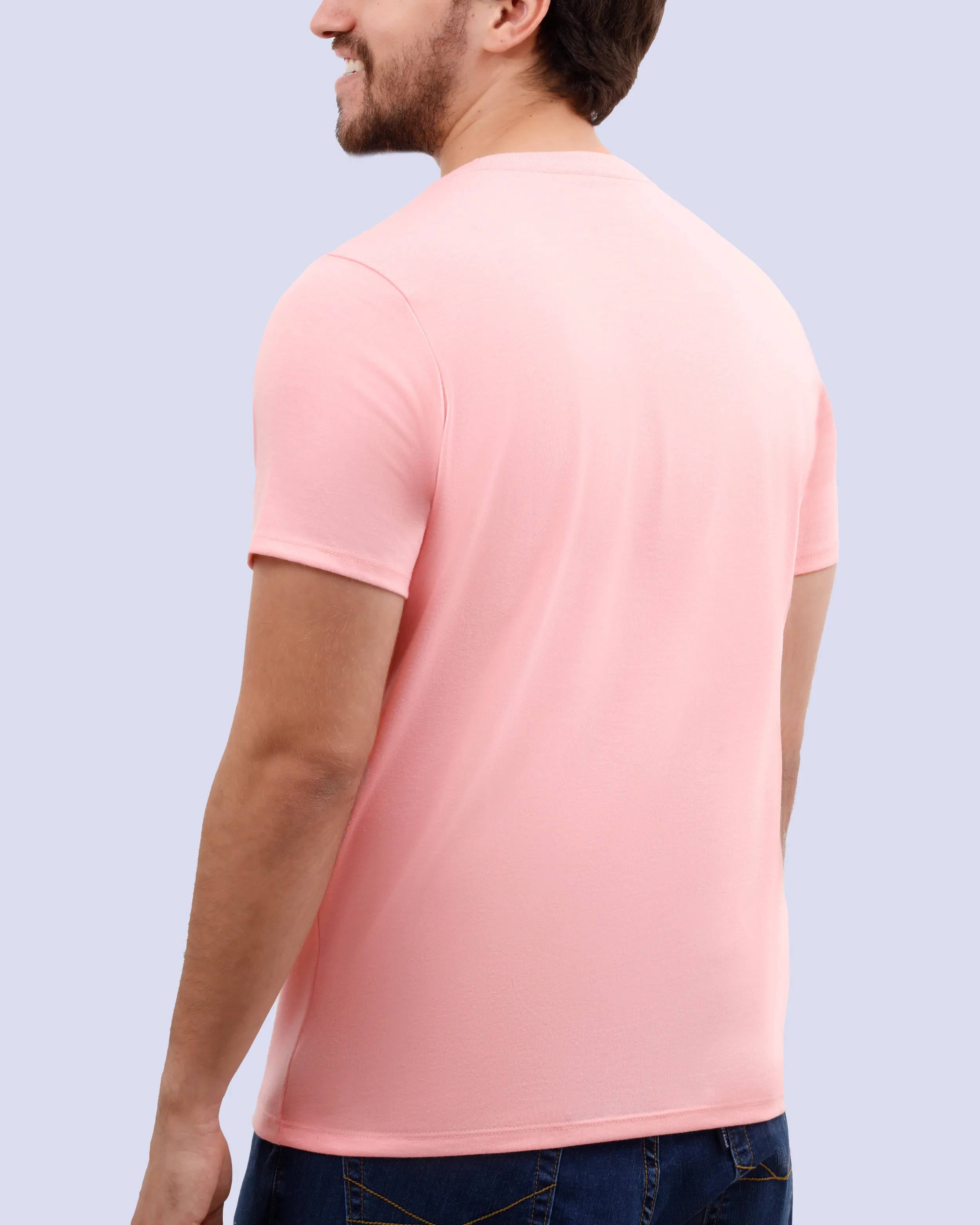 Camiseta cuello redondo lisa manga corta rosada