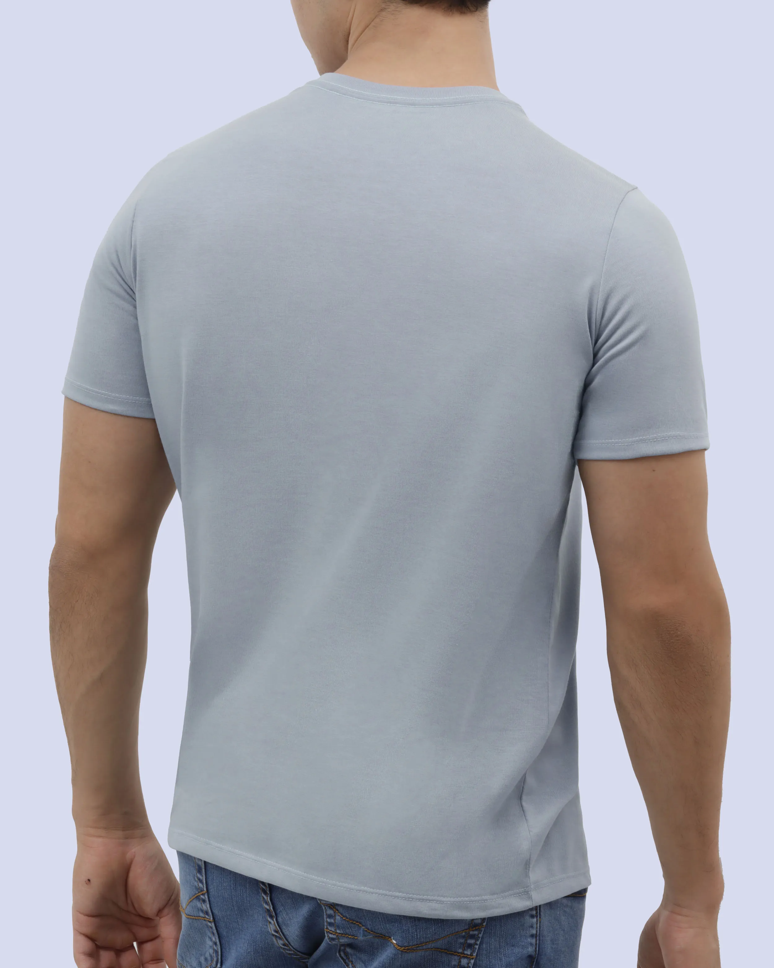 Camiseta cuello redondo lisa manga corta celeste