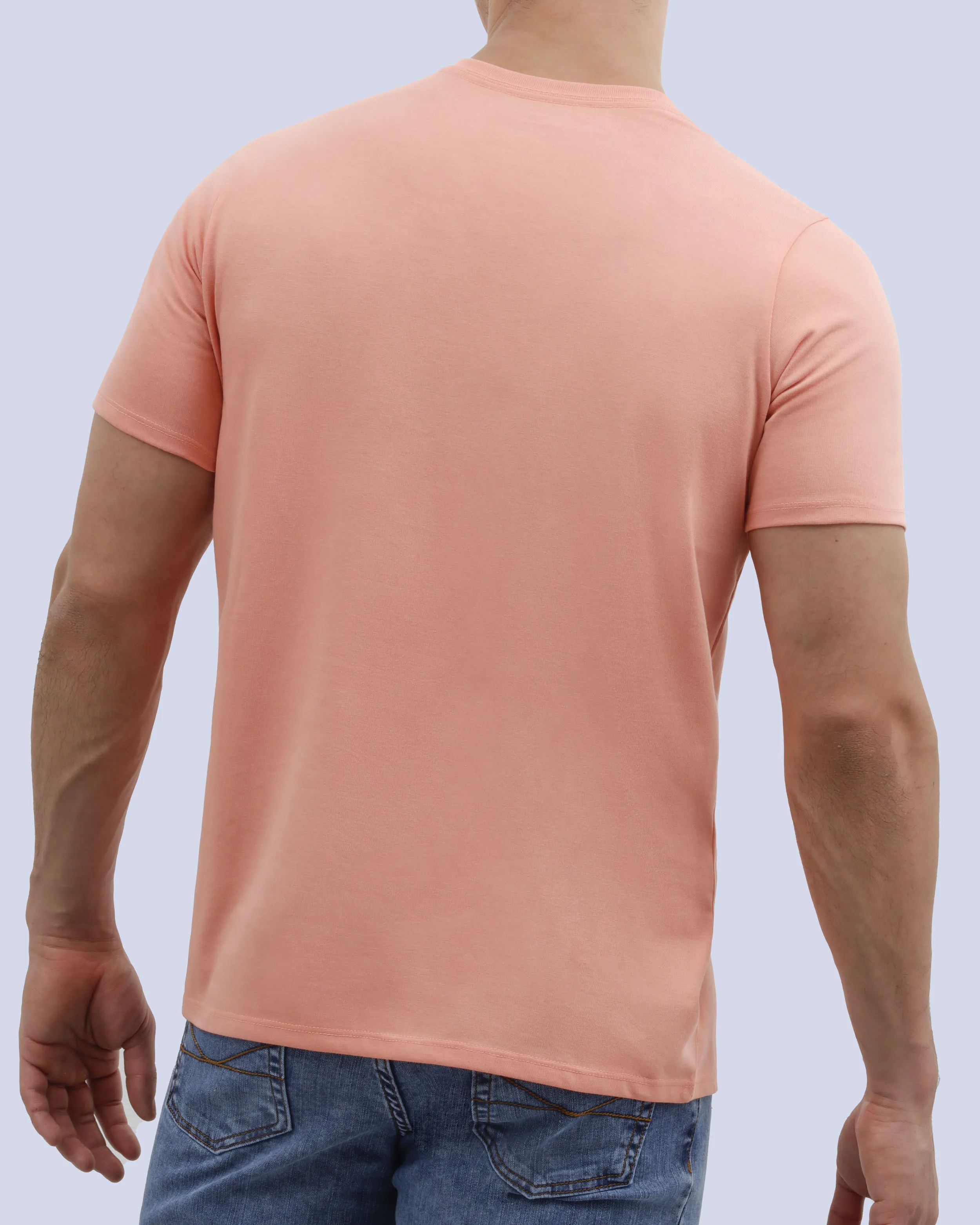 Camiseta cuello redondo lisa manga corta salmón