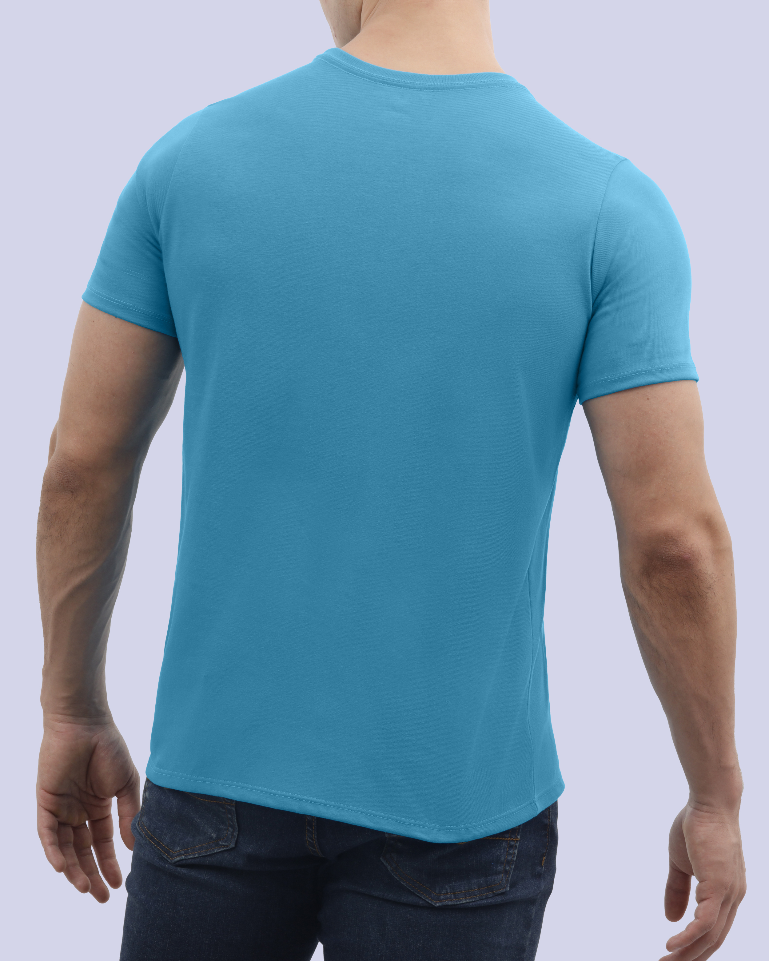 Camiseta cuello redondo lisa manga corta celeste
