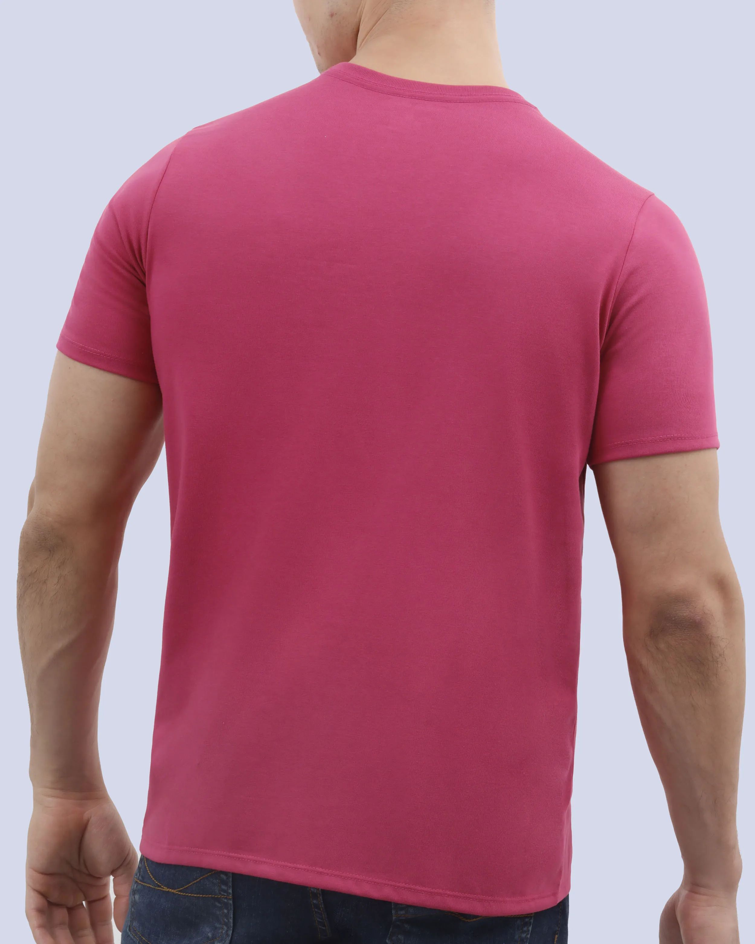 Camiseta cuello redondo lisa manga corta rosada