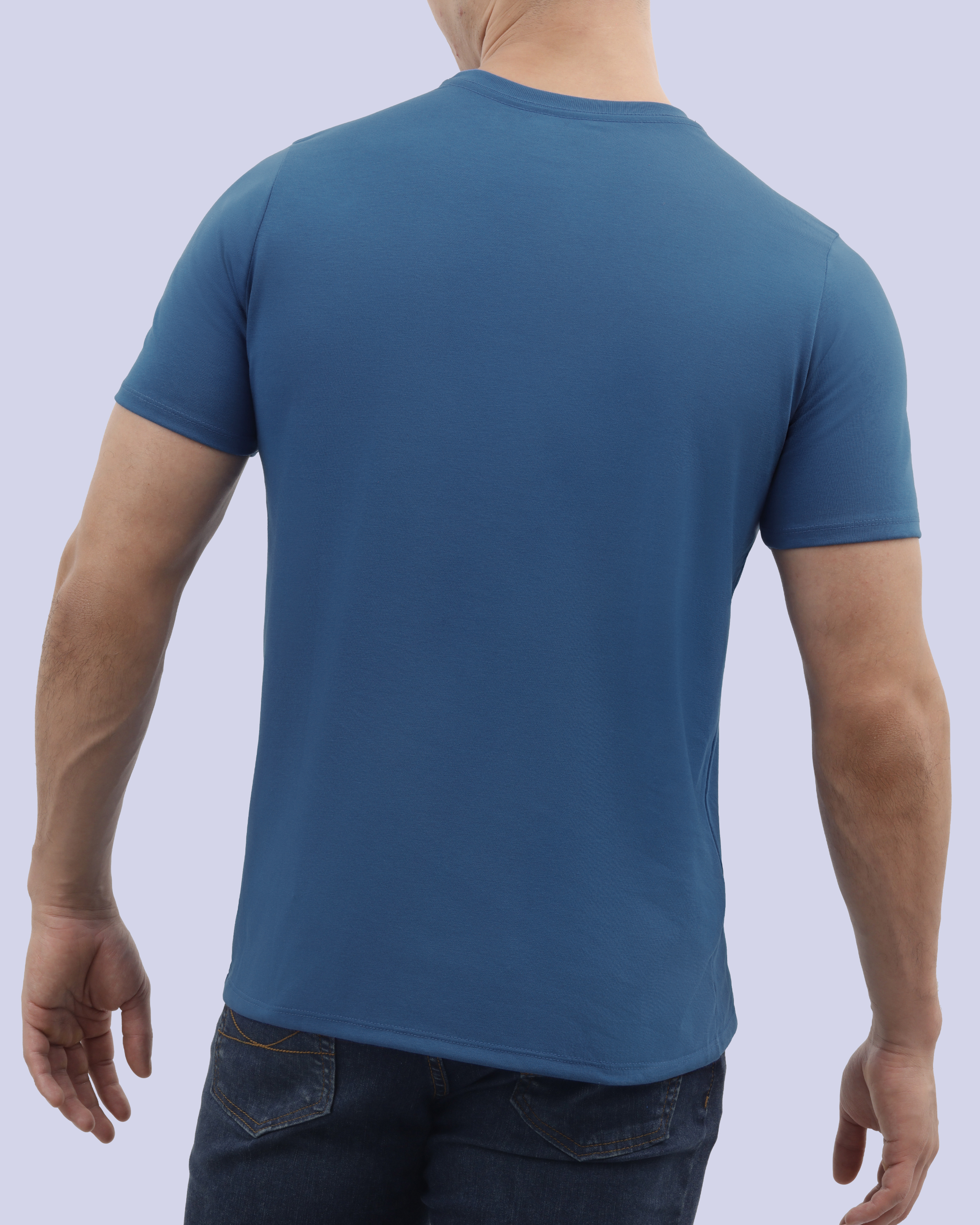 Camiseta cuello redondo lisa manga corta azul